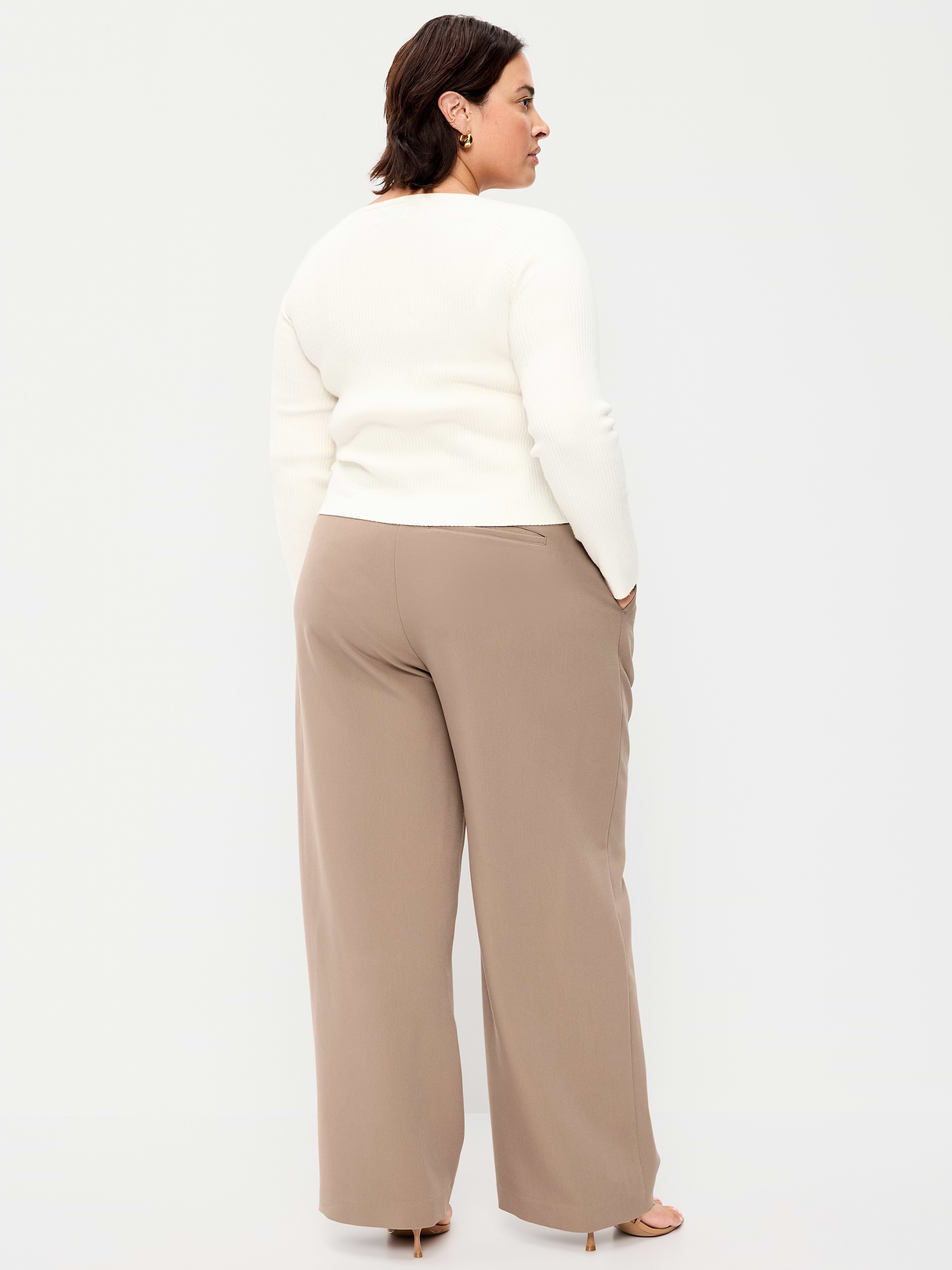 Extra High-Waisted Taylor Wide-Leg Trouser Pants - Sedimentary