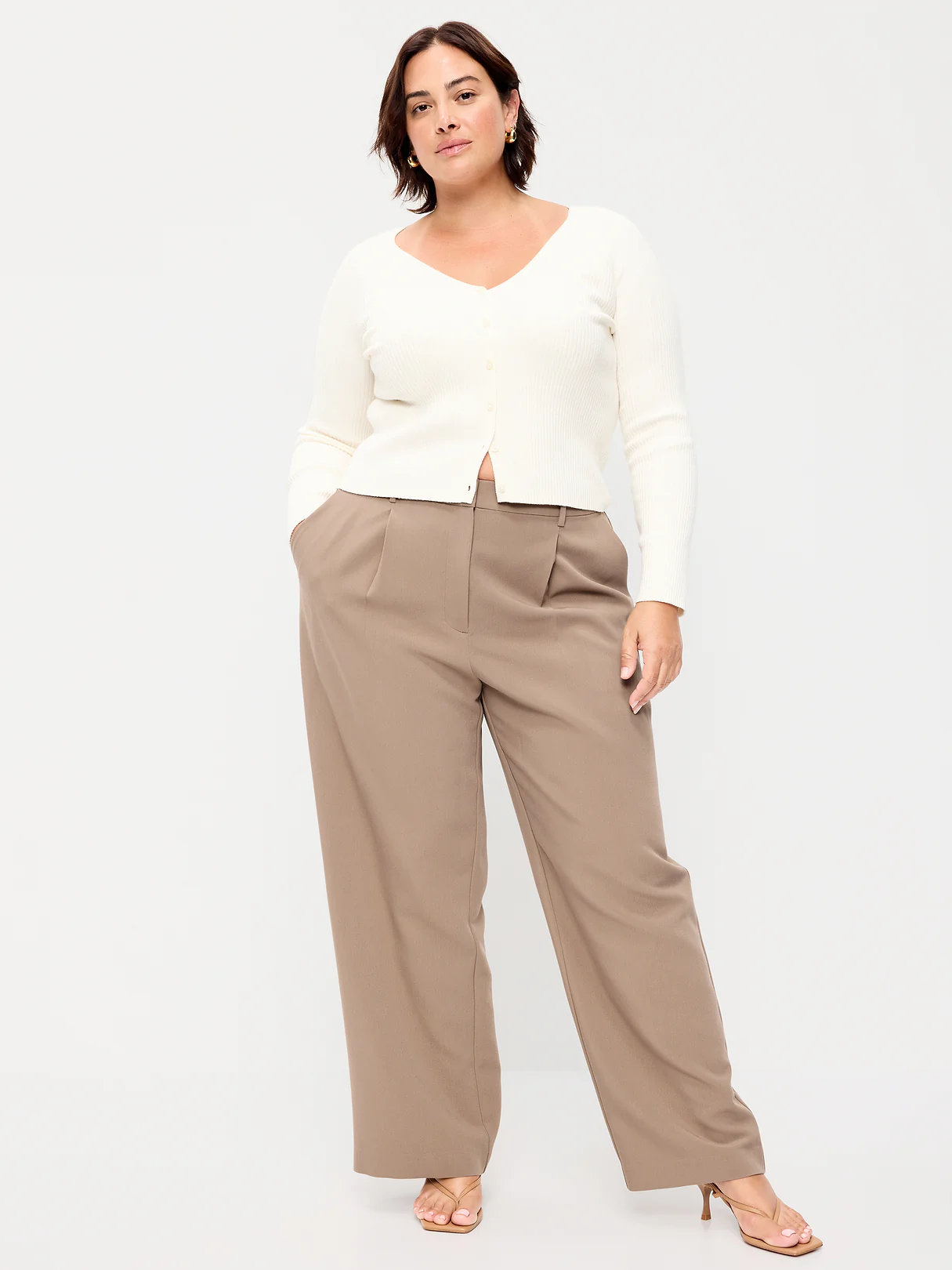 Extra High-Waisted Taylor Wide-Leg Trouser Pants - Sedimentary