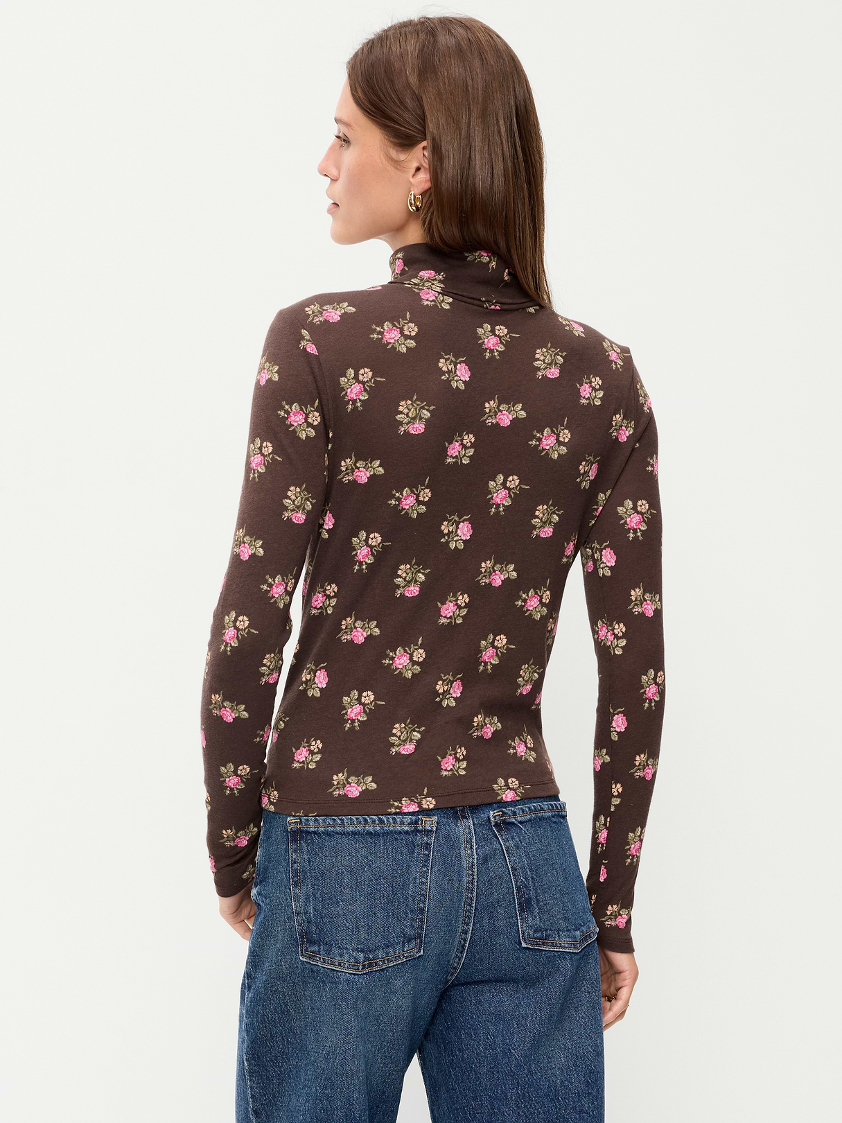 Slim-Fit Turtleneck - Black Floral