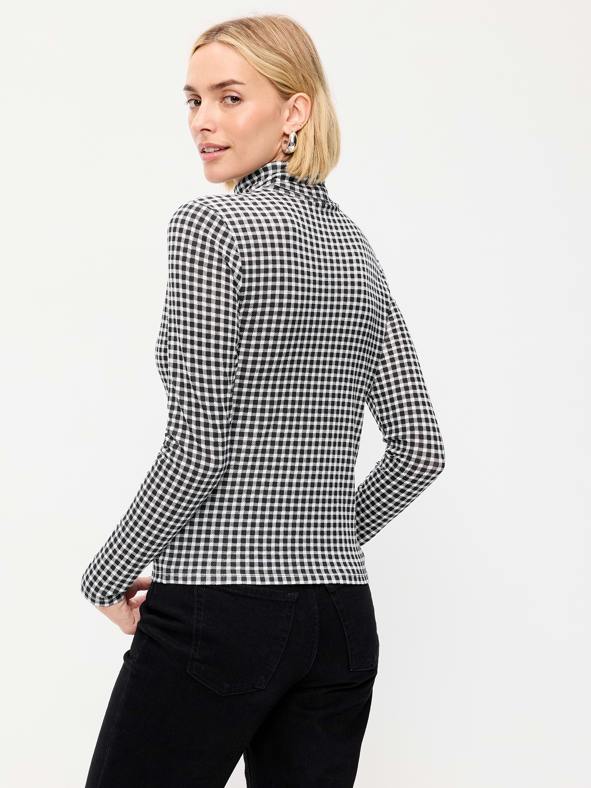 Slim-Fit Turtleneck - Black/Black Gingham