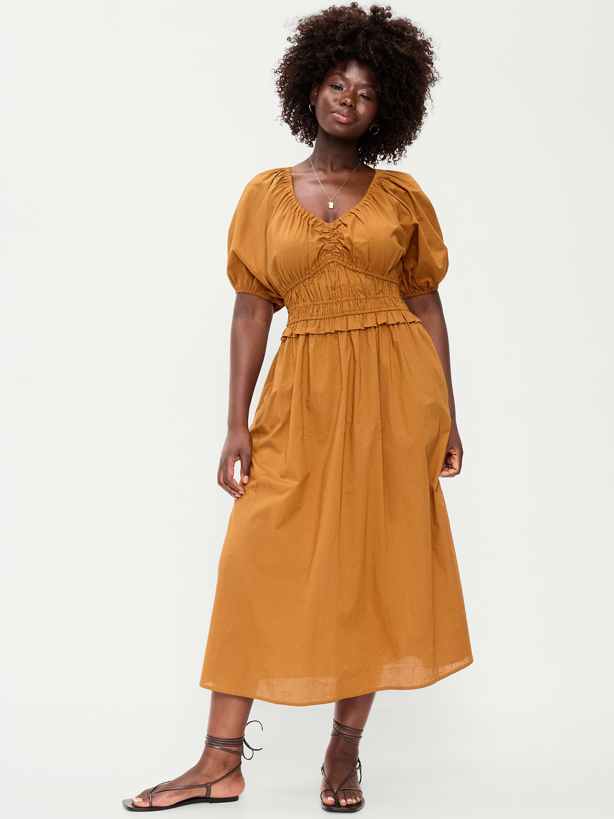 Fit & Flare Prairie Midi Dress - Redwood Burl