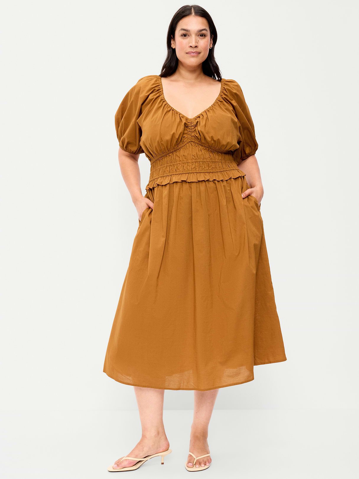 Fit & Flare Prairie Midi Dress - Redwood Burl