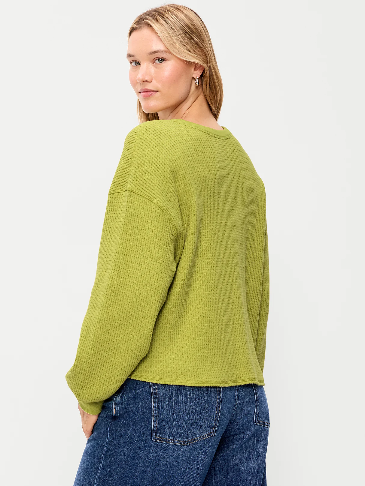 Long-Sleeve Crew-Neck Henley T-Shirt - Wasabi