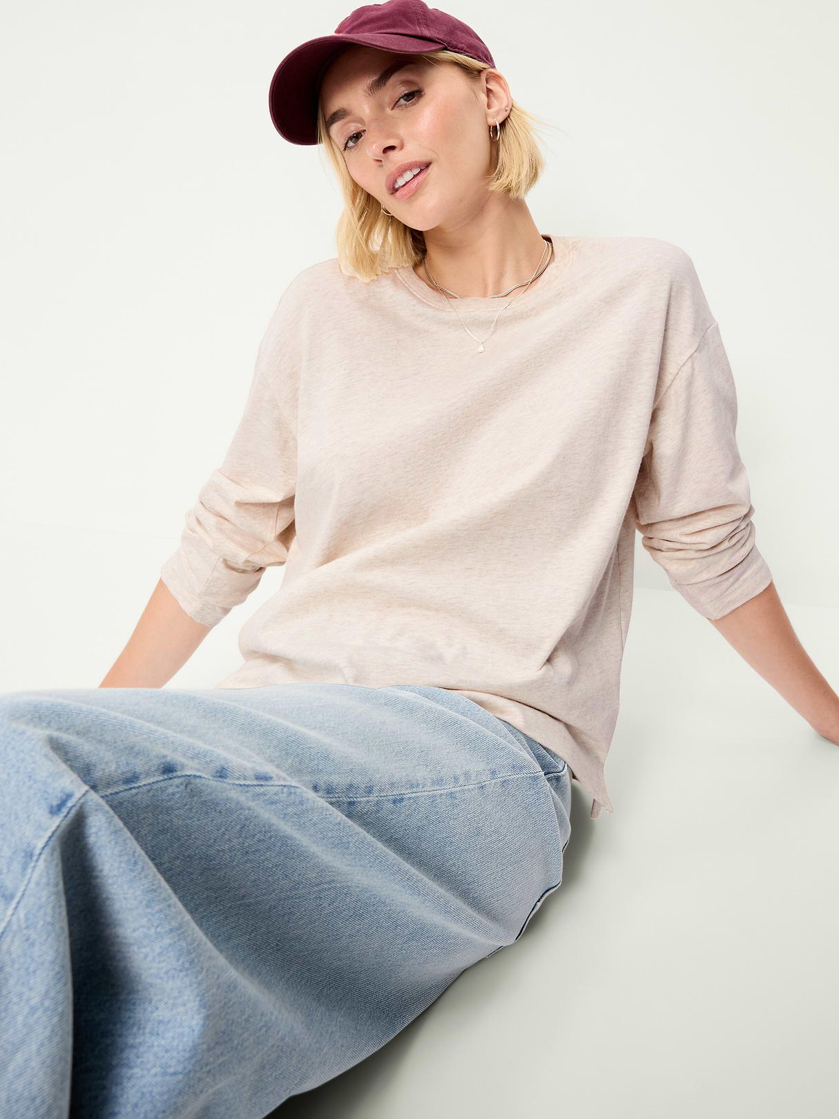 Vintage Long-Sleeve Crew-Neck T-Shirt - Oatmeal Heather