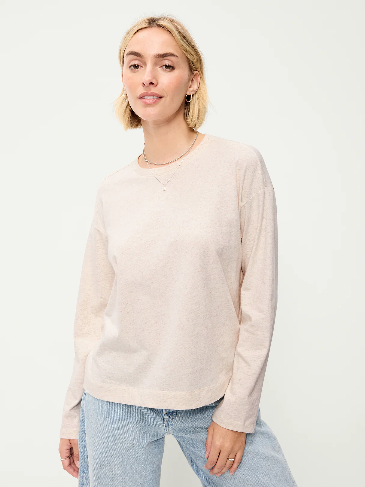 Vintage Long-Sleeve Crew-Neck T-Shirt - Oatmeal Heather