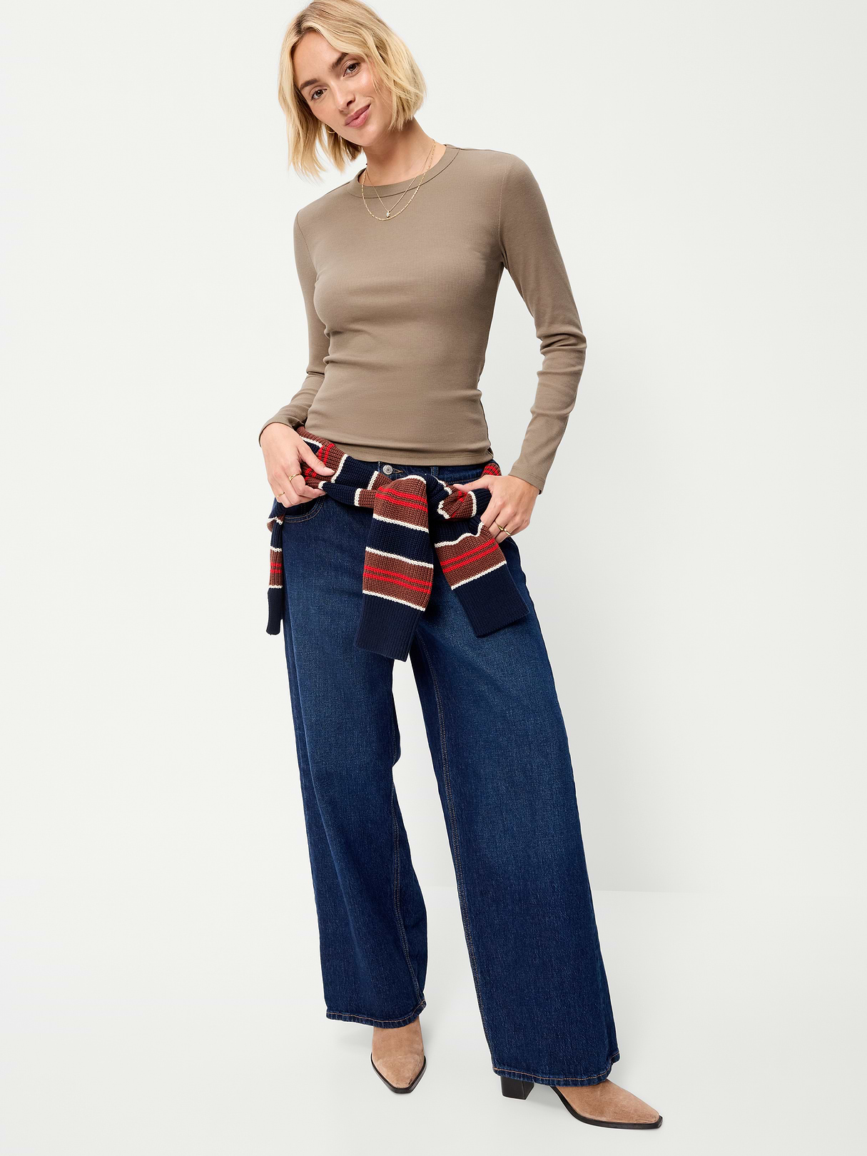 Snug Long-Sleeve Striped Ribbed T-Shirt - Chocolate Malted