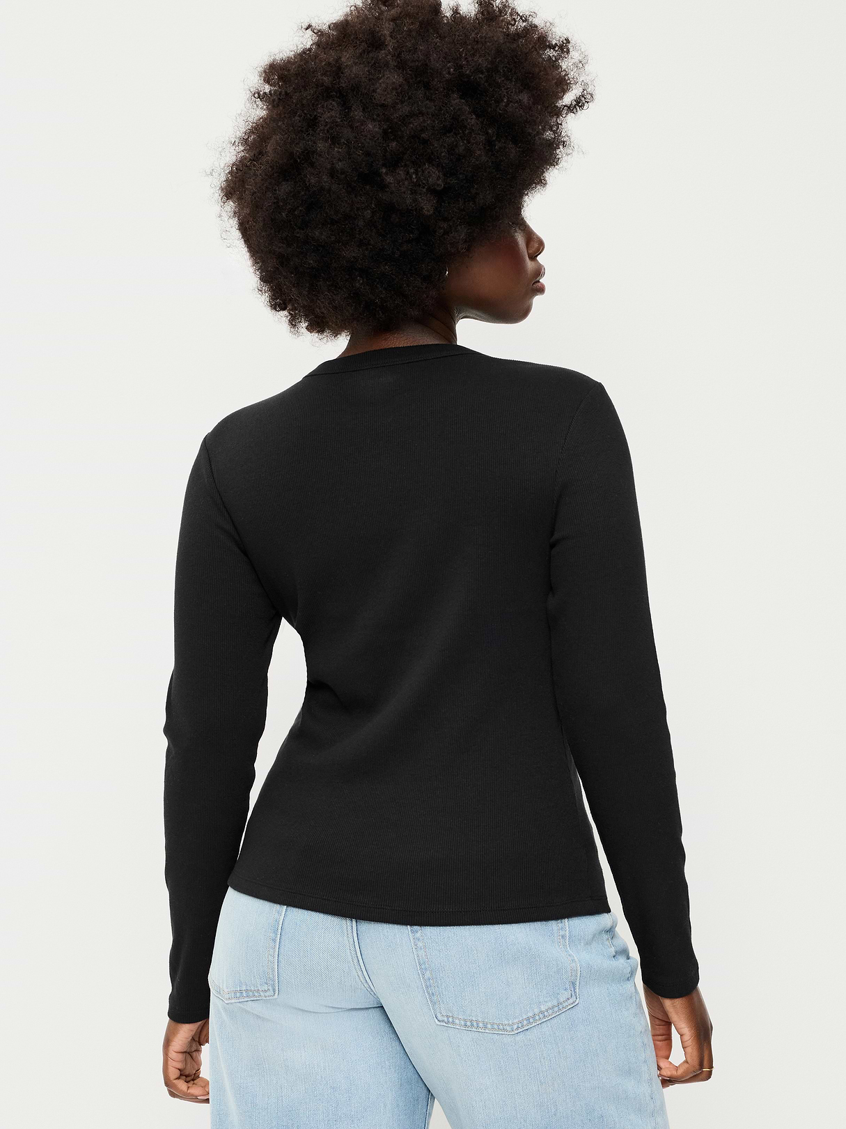 Snug Long-Sleeve Striped Ribbed T-Shirt - Black Jack