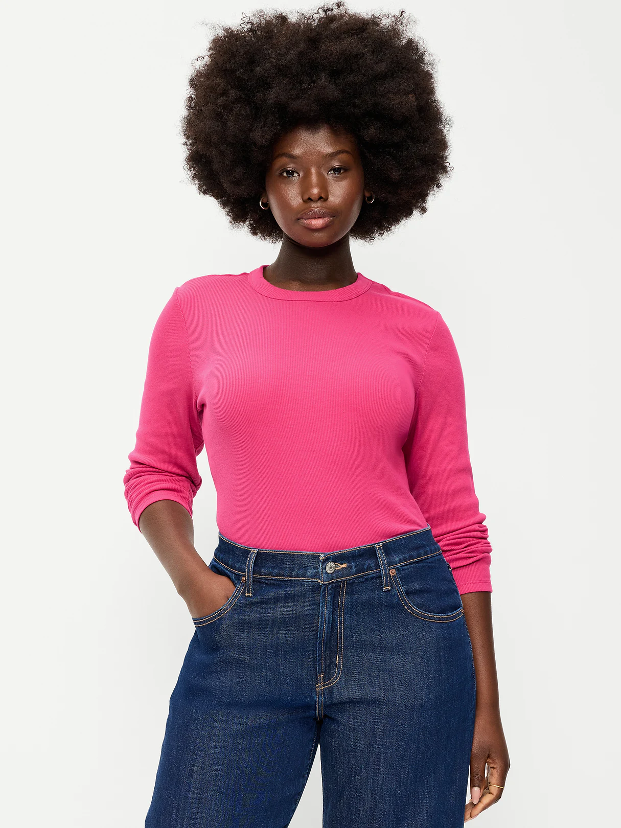 Snug Long-Sleeve Striped Ribbed T-Shirt - Papyrus Flower