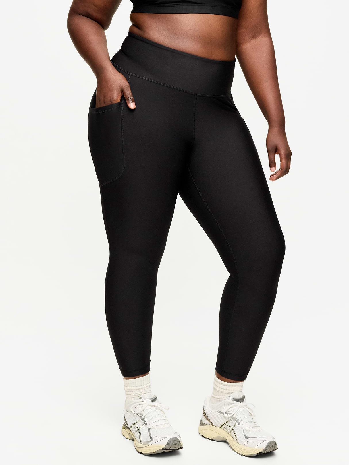 High-Waisted PowerSoft 7/8 Pocket Leggings - Black Jack (751143462)