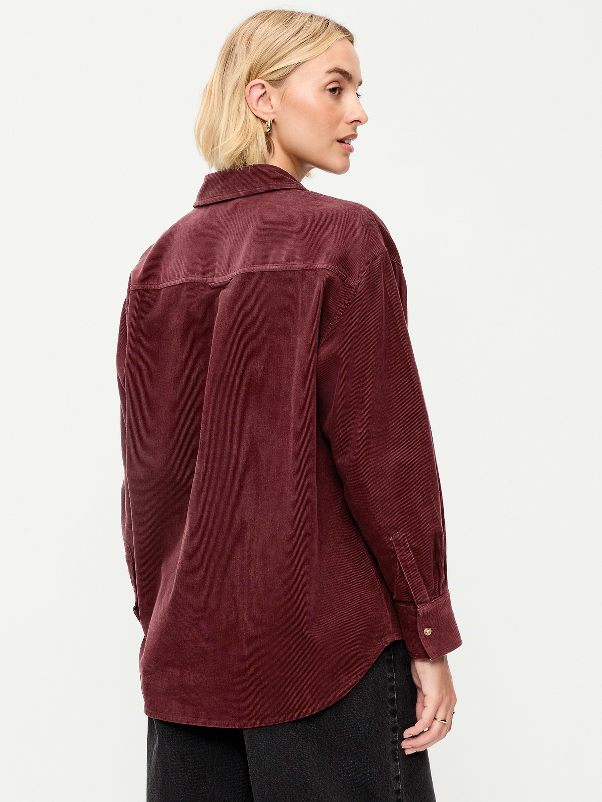 Oversized Boyfriend Button-Down Corduroy Shirt - Reddy Or Not