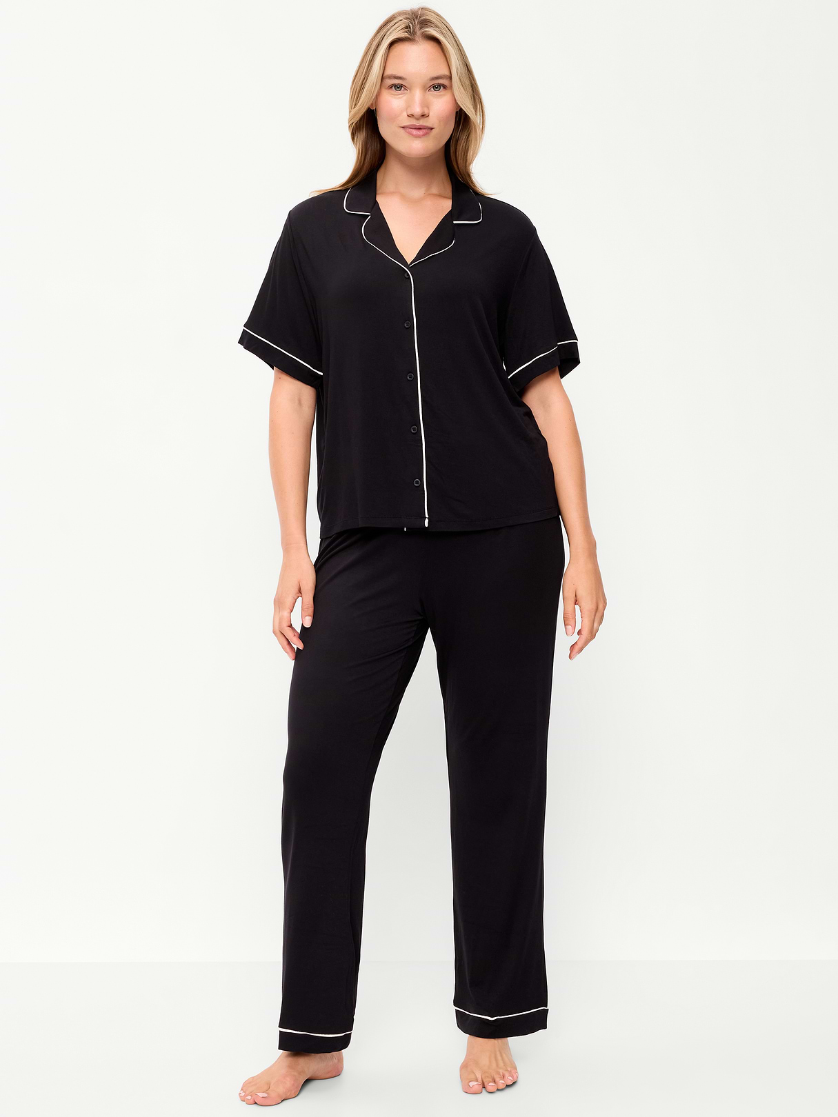 Sunday Sleep Knit Jersey Pant Set - Black Jack