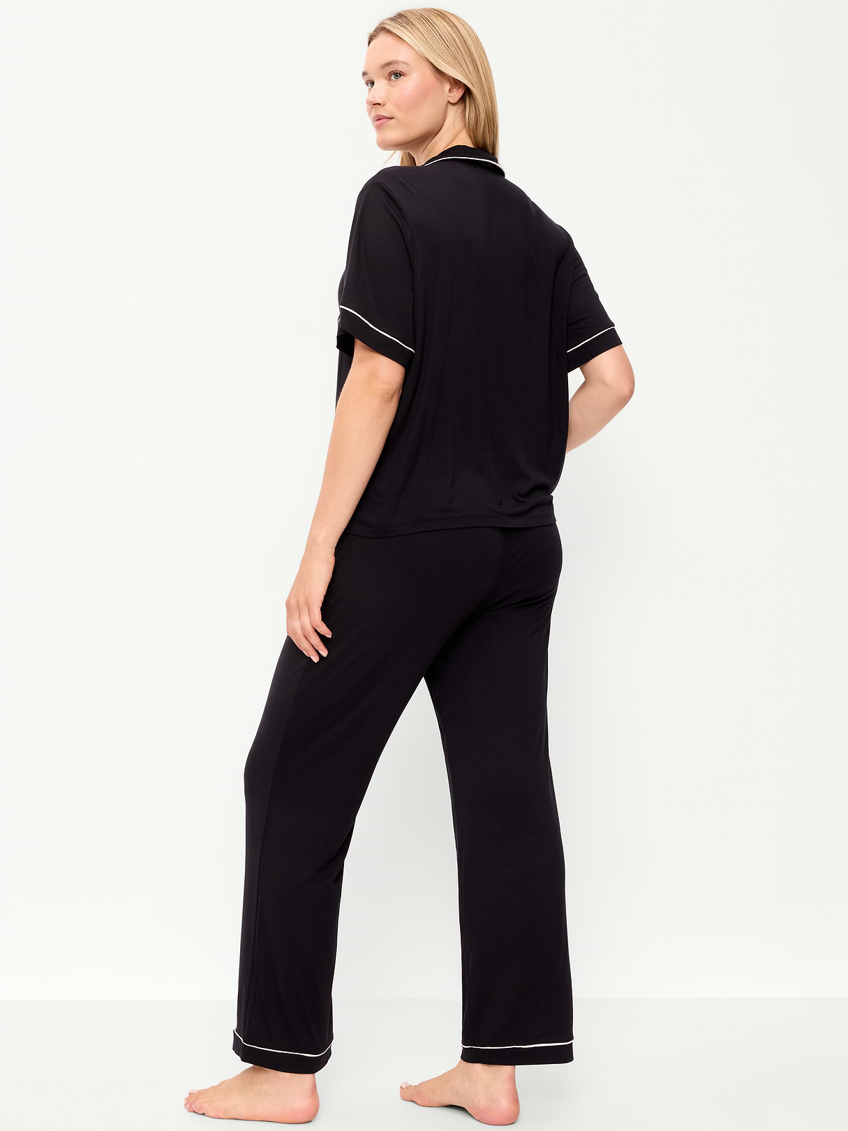 Sunday Sleep Knit Jersey Pant Set - Black Jack