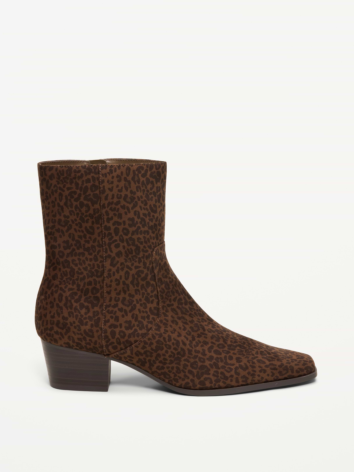 Faux-Suede Low-Heel Booties for Women - Leopard