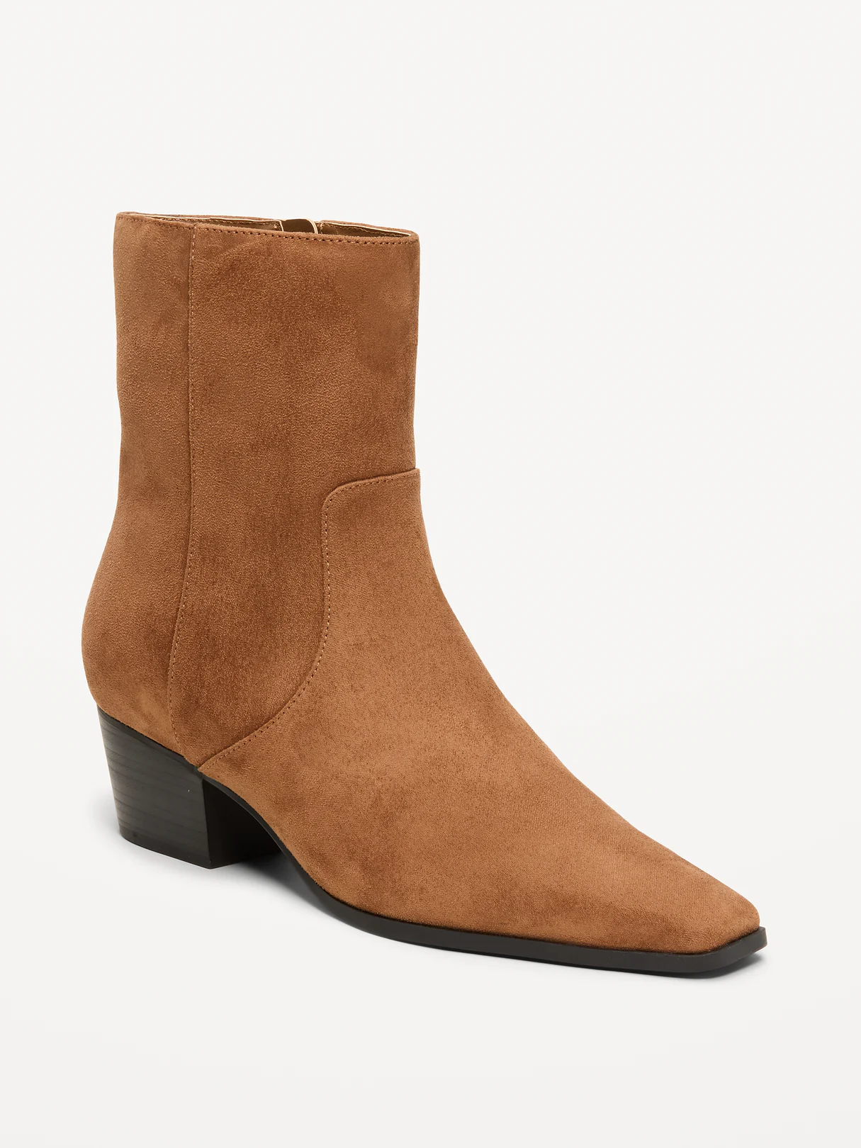 Faux-Suede Low-Heel Booties for Women - Camel