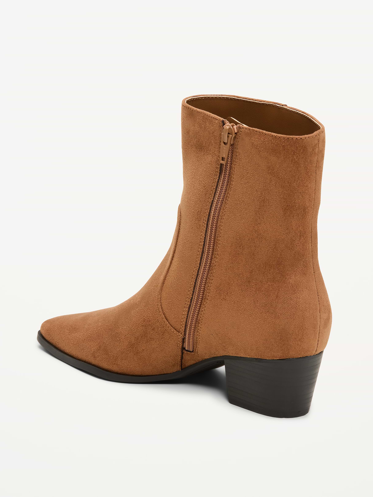 Faux-Suede Low-Heel Booties for Women - Camel