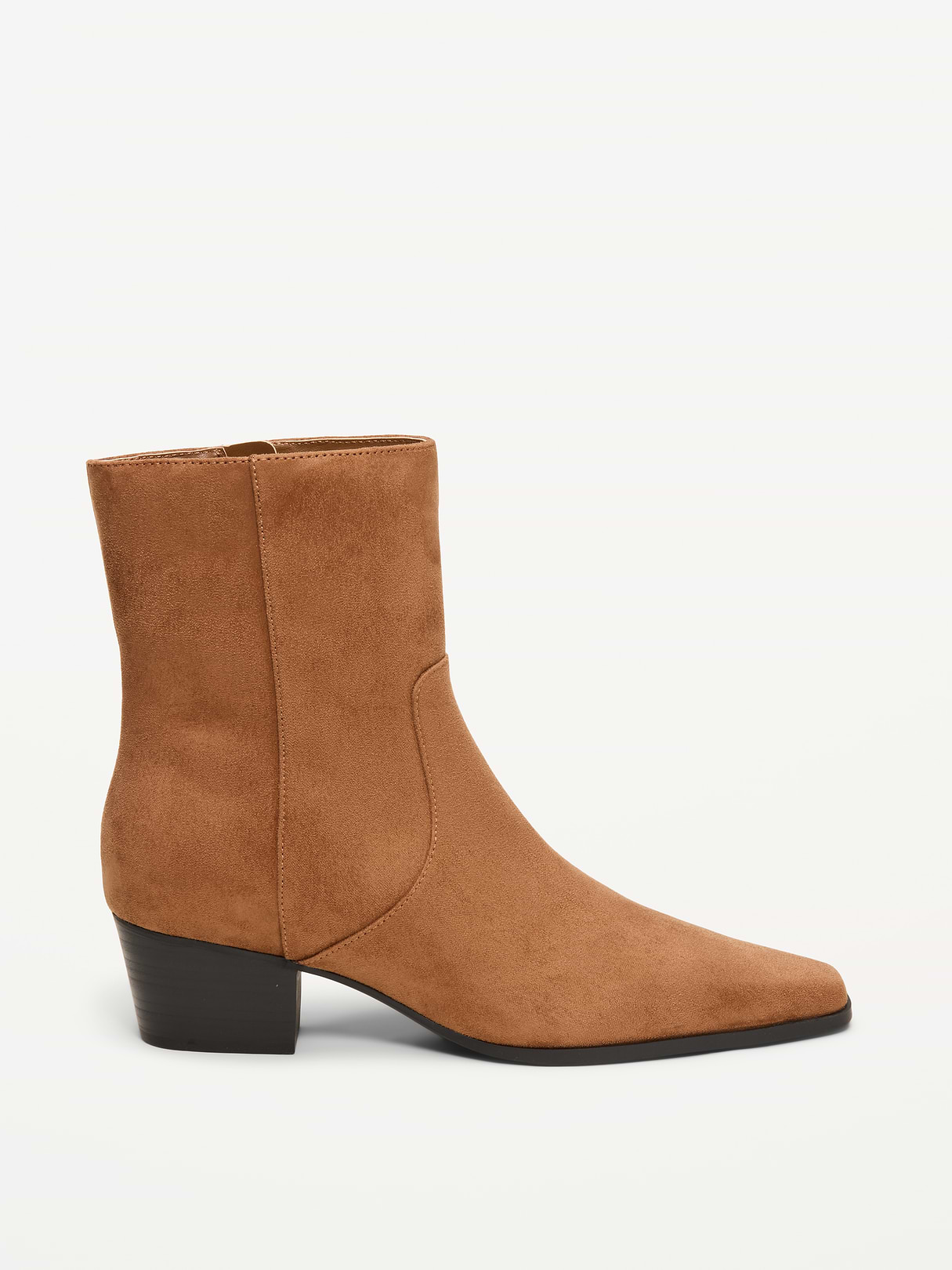 Faux-Suede Low-Heel Booties for Women - Camel