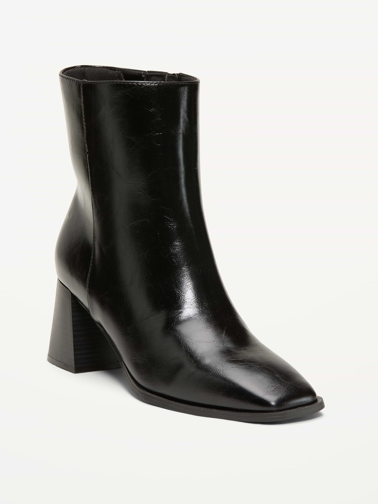Square-Toe Block-Heel Boots for Women - Black Jack