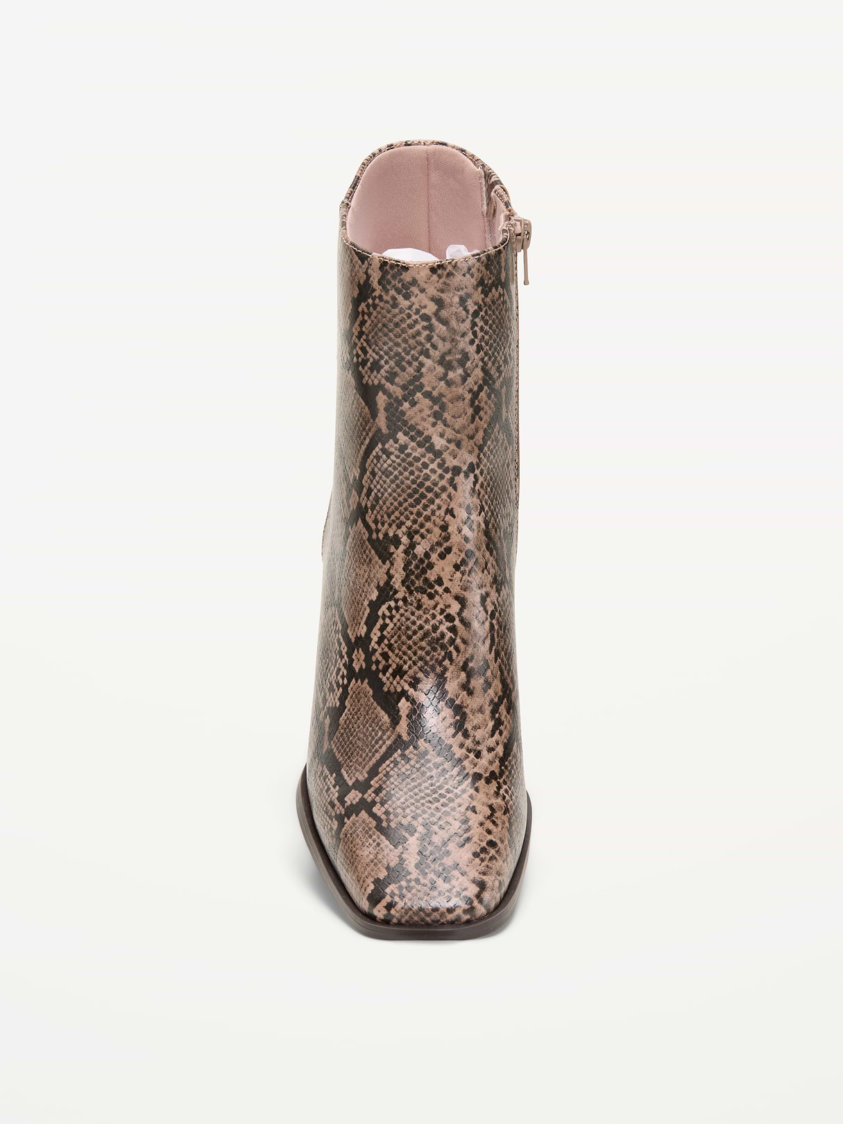 Square-Toe Block-Heel Boots for Women - Snake
