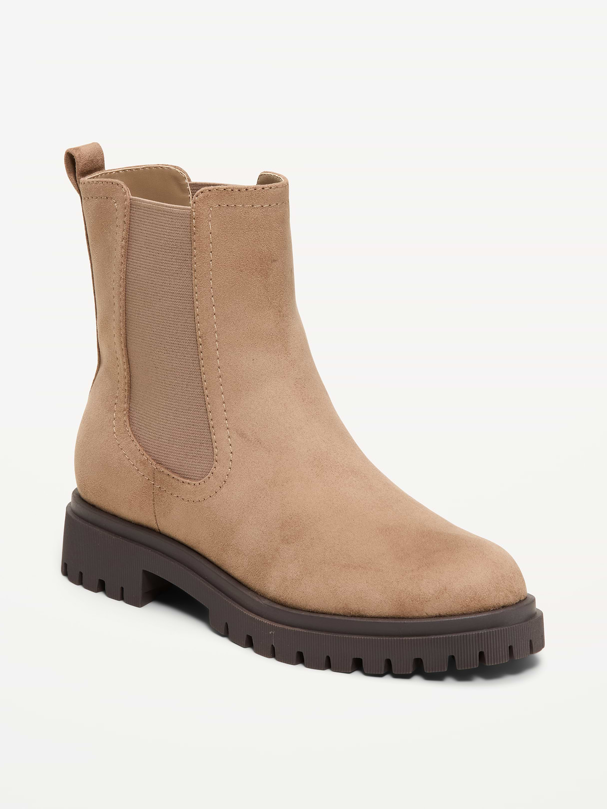 Faux-Suede Chelsea Boots for Women - Warm Taupe