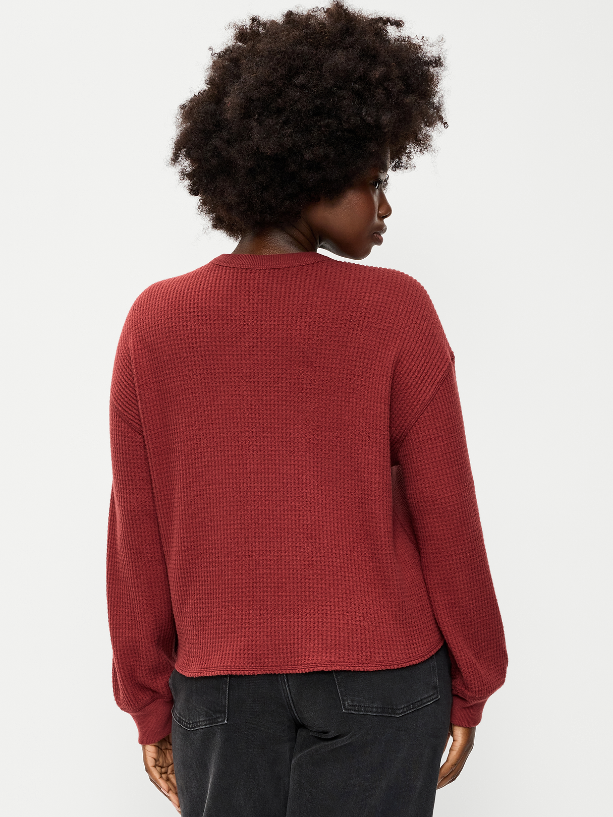 Long-Sleeve Crew-Neck Henley T-Shirt - Goji Berry