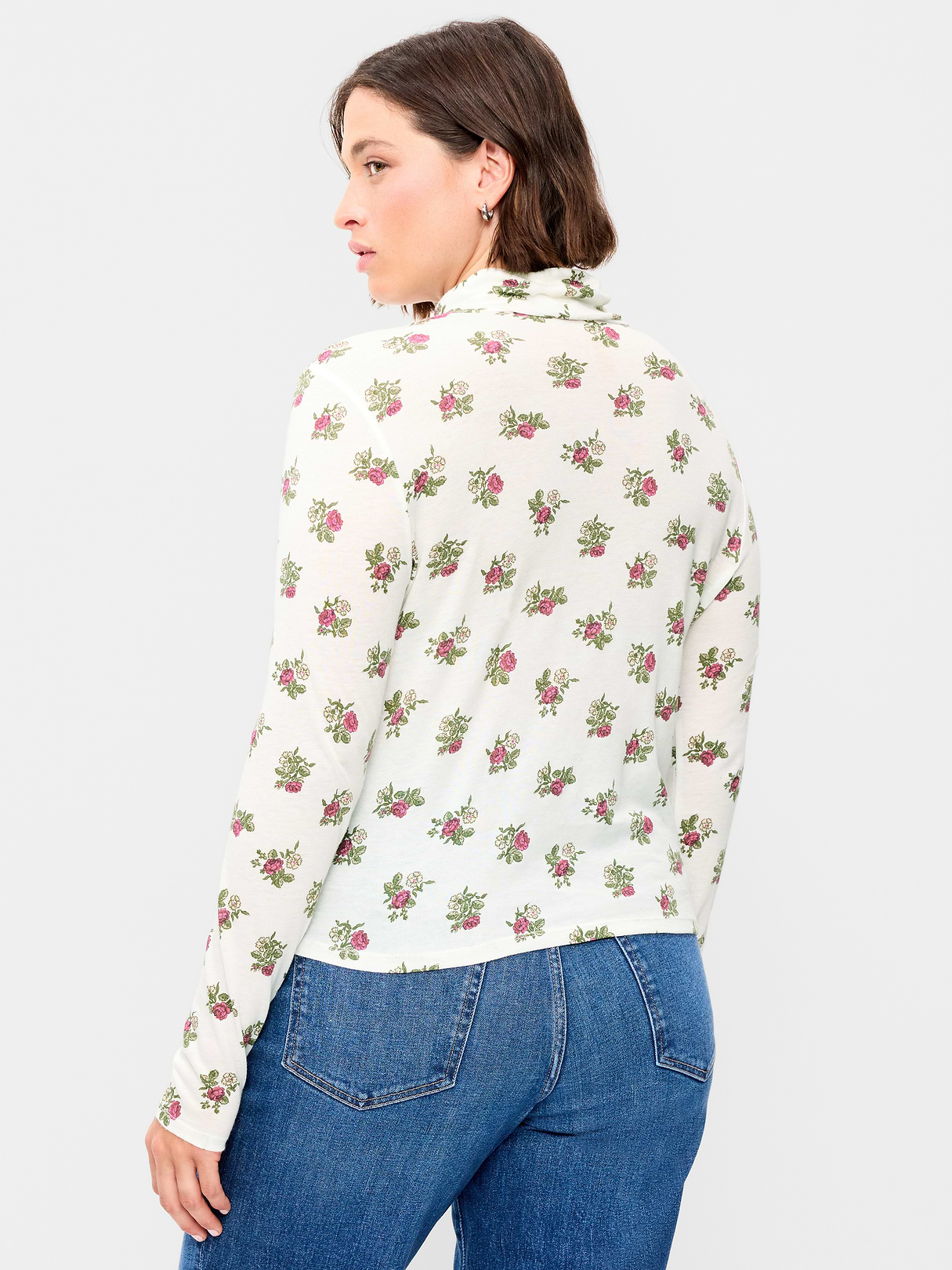 Slim-Fit Turtleneck - White Floral