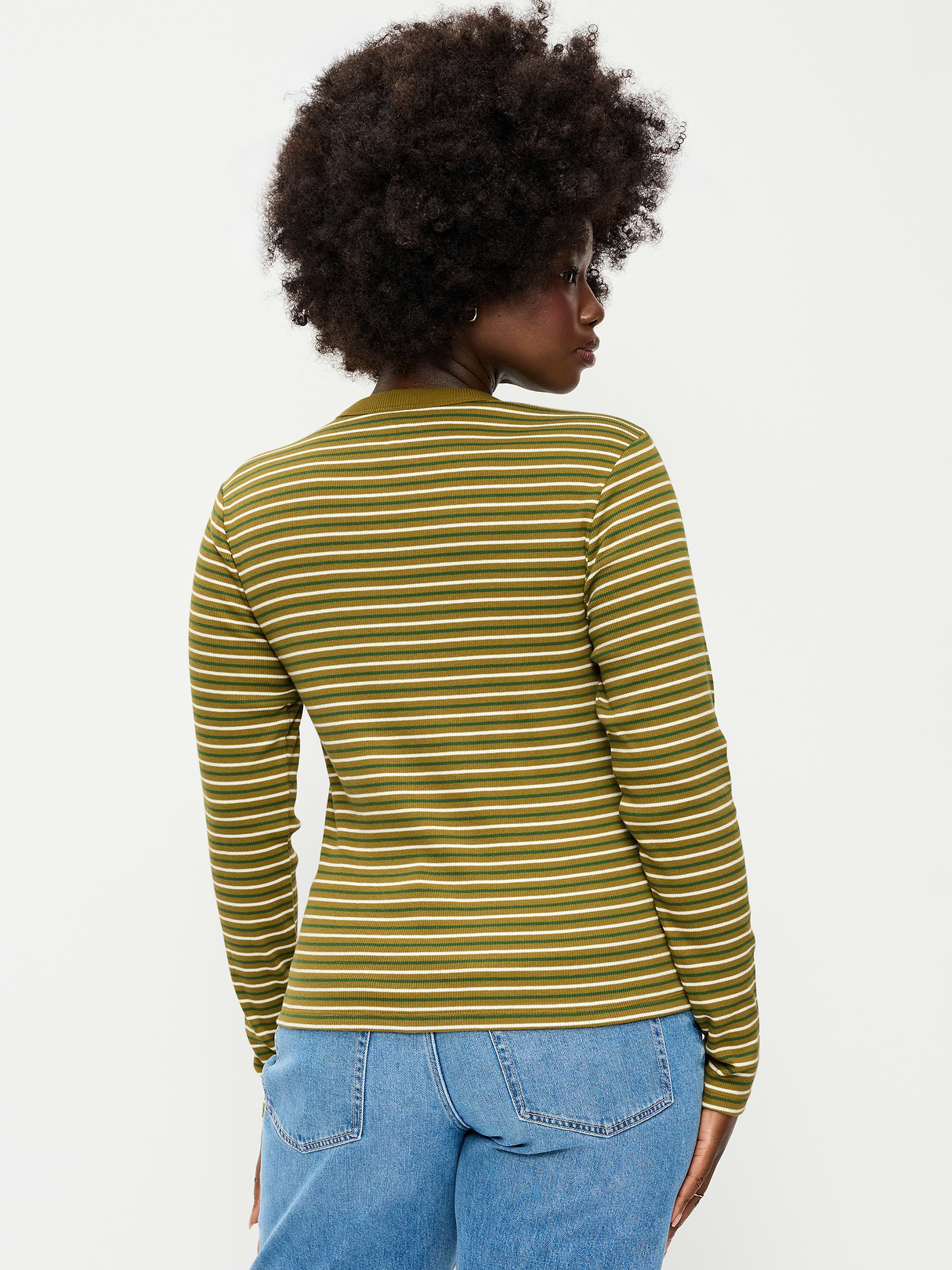 Snug Long-Sleeve Striped Ribbed T-Shirt - Green Multi-Stripe