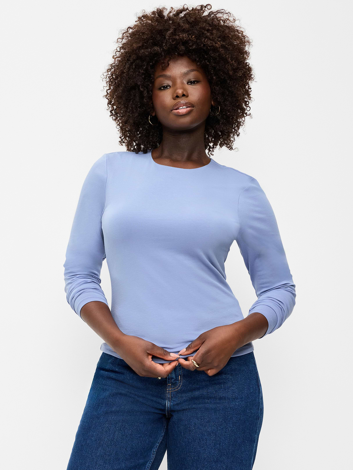 Hug Double-Layer Crew-Neck Long-Sleeve Top - Shady Lane