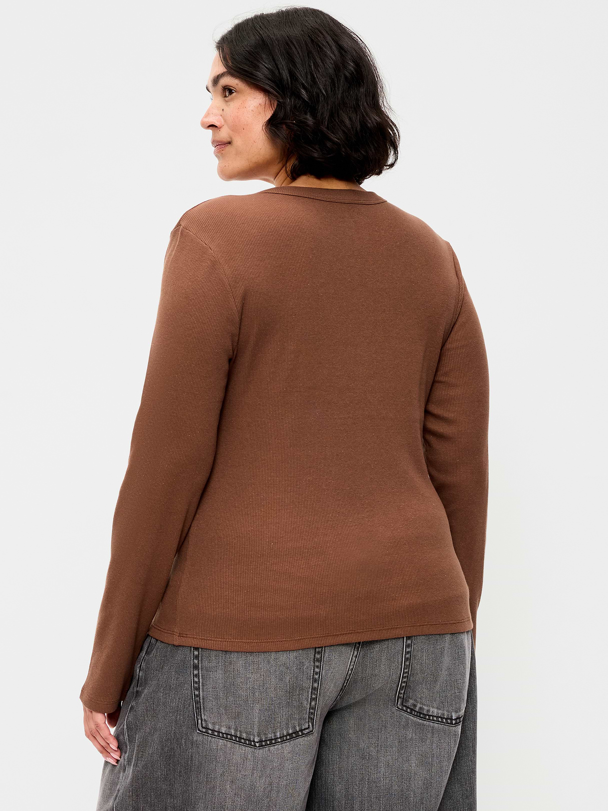 Snug Long-Sleeve Striped Ribbed T-Shirt - Coco de mer