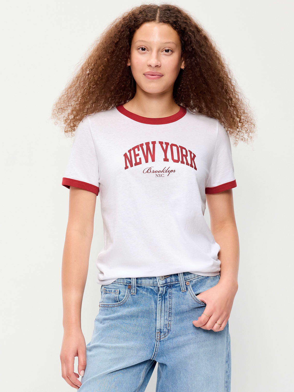 EveryWear Crew-Neck Graphic T-Shirt - Calla Liliy White
