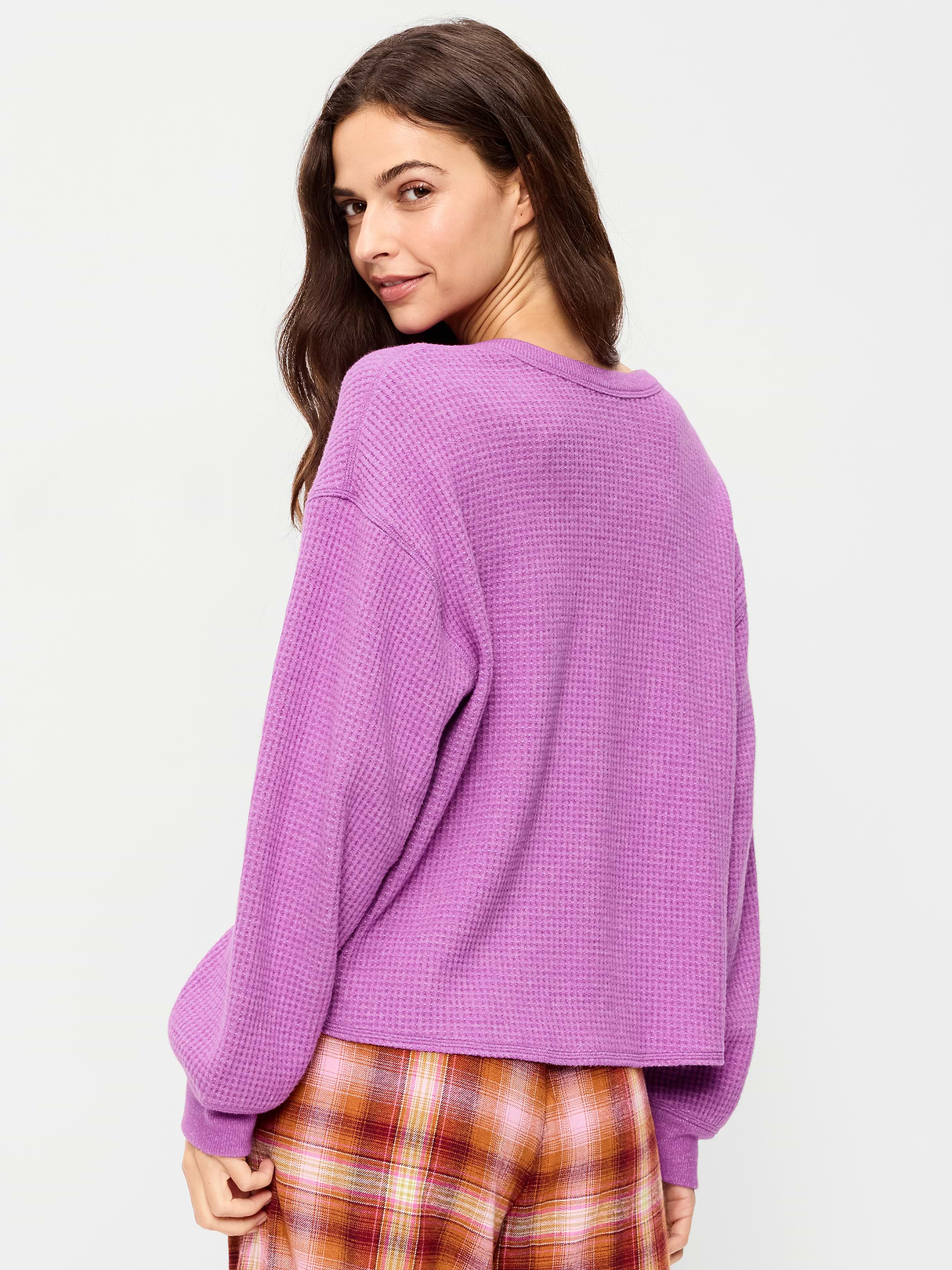 Long-Sleeve Crew-Neck Henley T-Shirt - Wild Prairie Rose