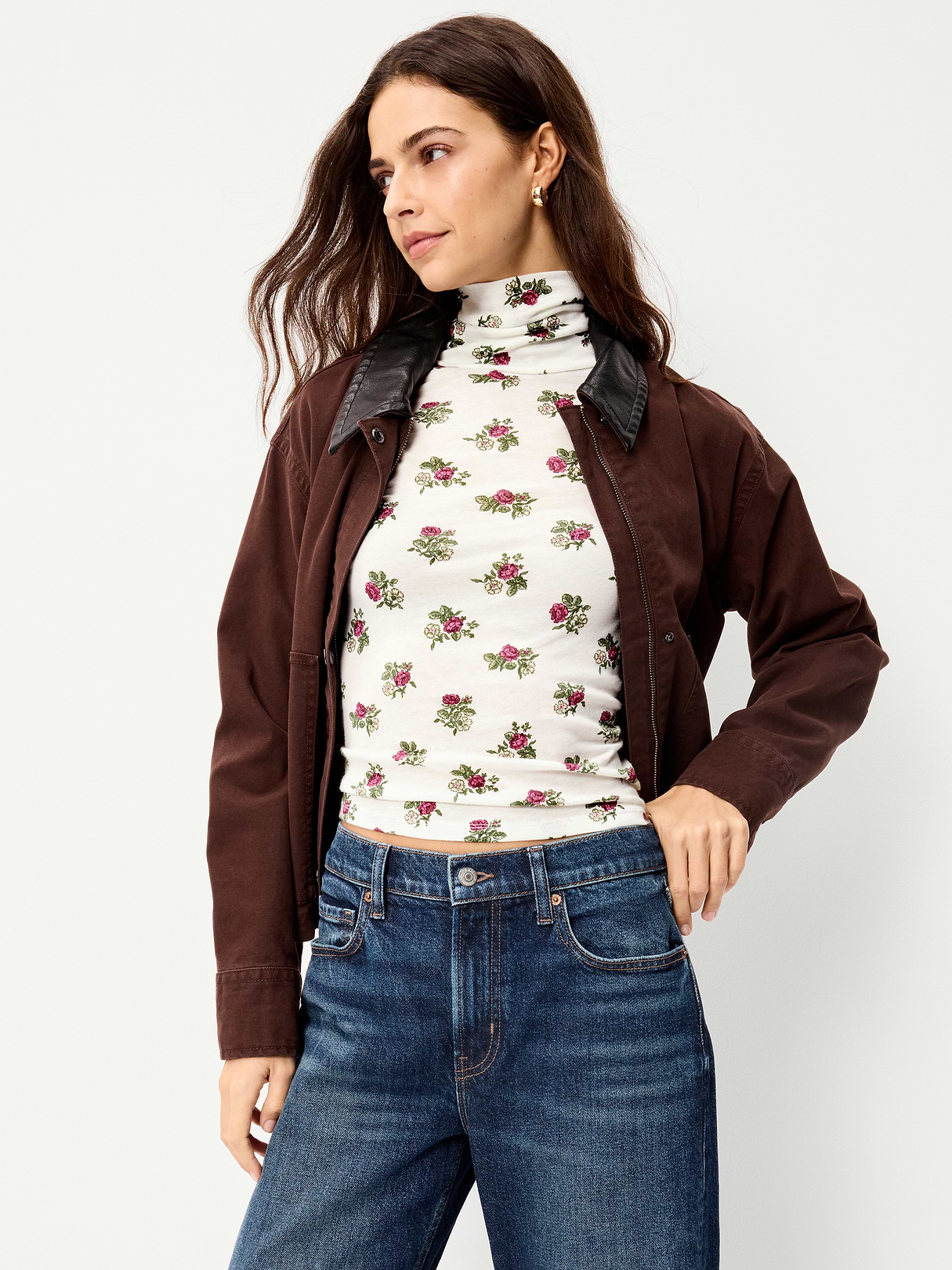 Slim-Fit Turtleneck - White Floral