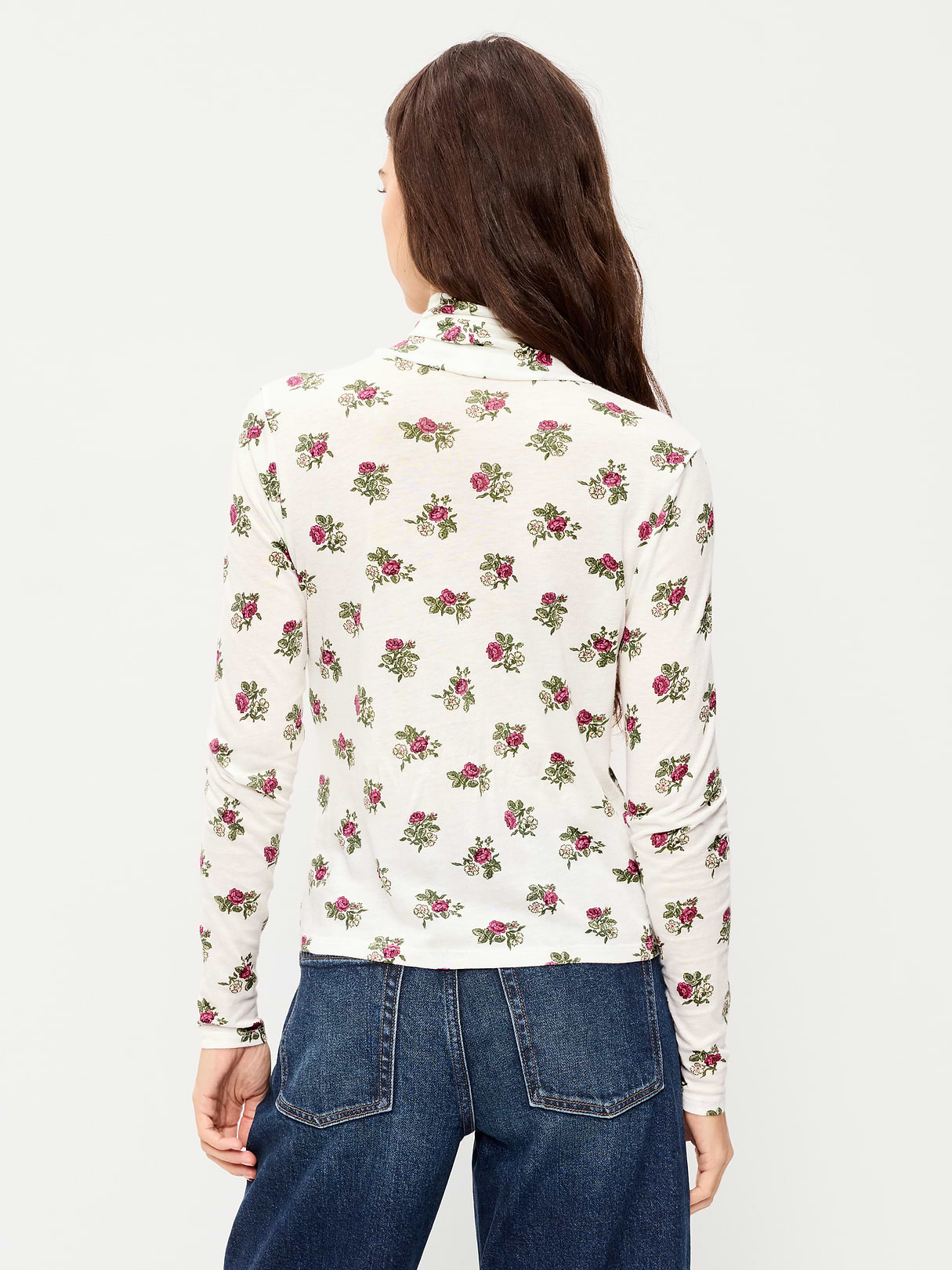 Slim-Fit Turtleneck - White Floral