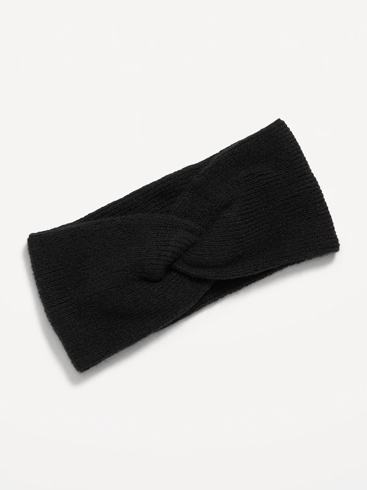 Rib-Knit Twist-Front Headband - Black Jack