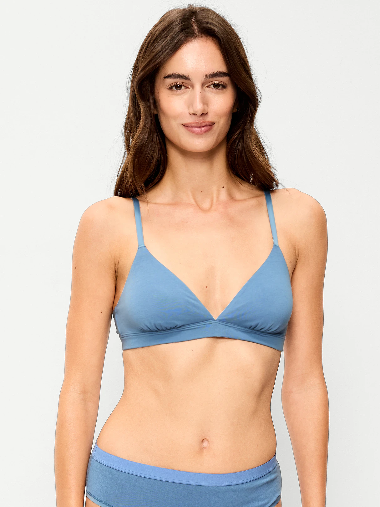 Everyday Cotton Triangle Bralette - Naturalist Blue