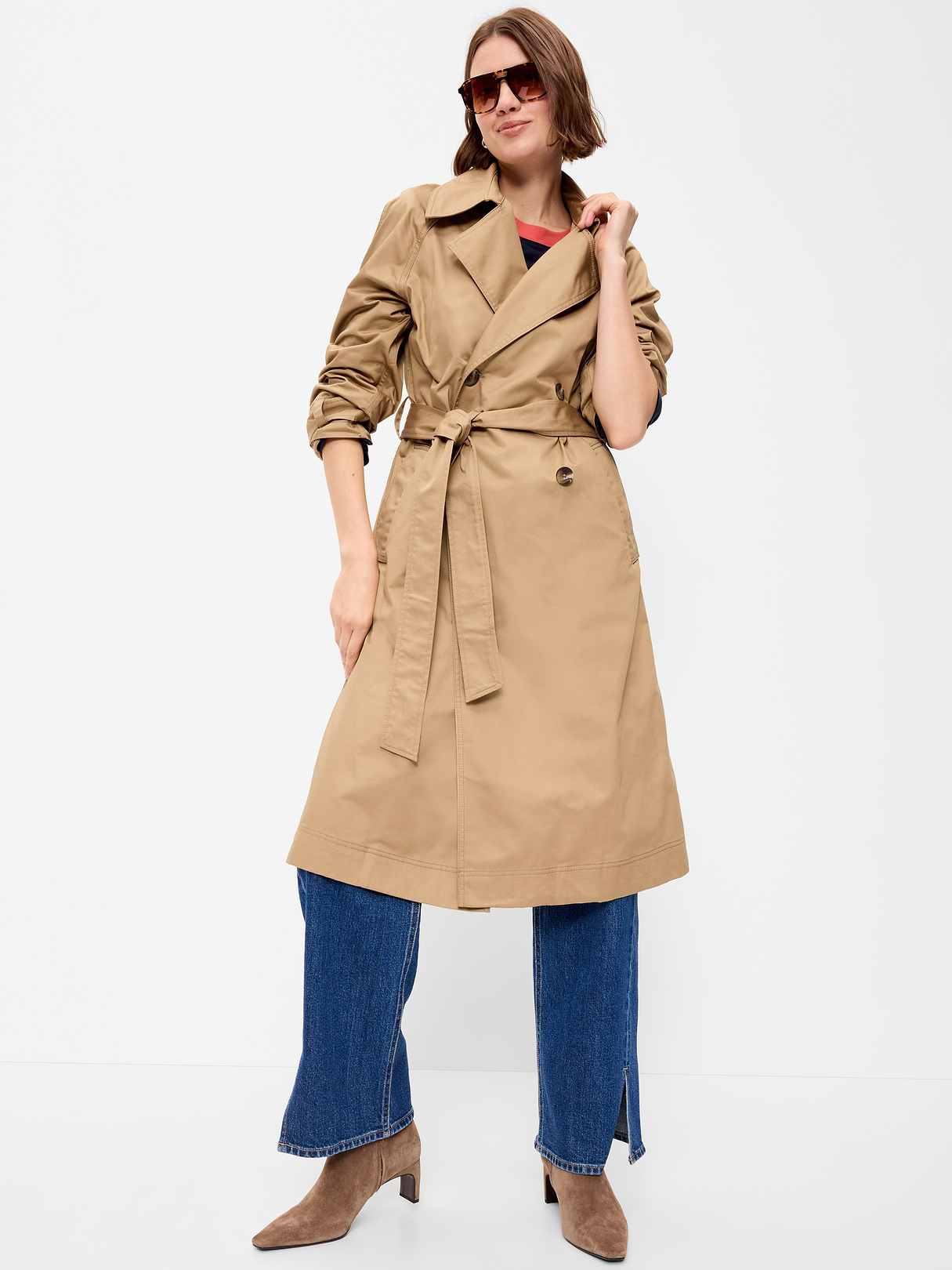 Full-Length Trench Coat - Teakwood