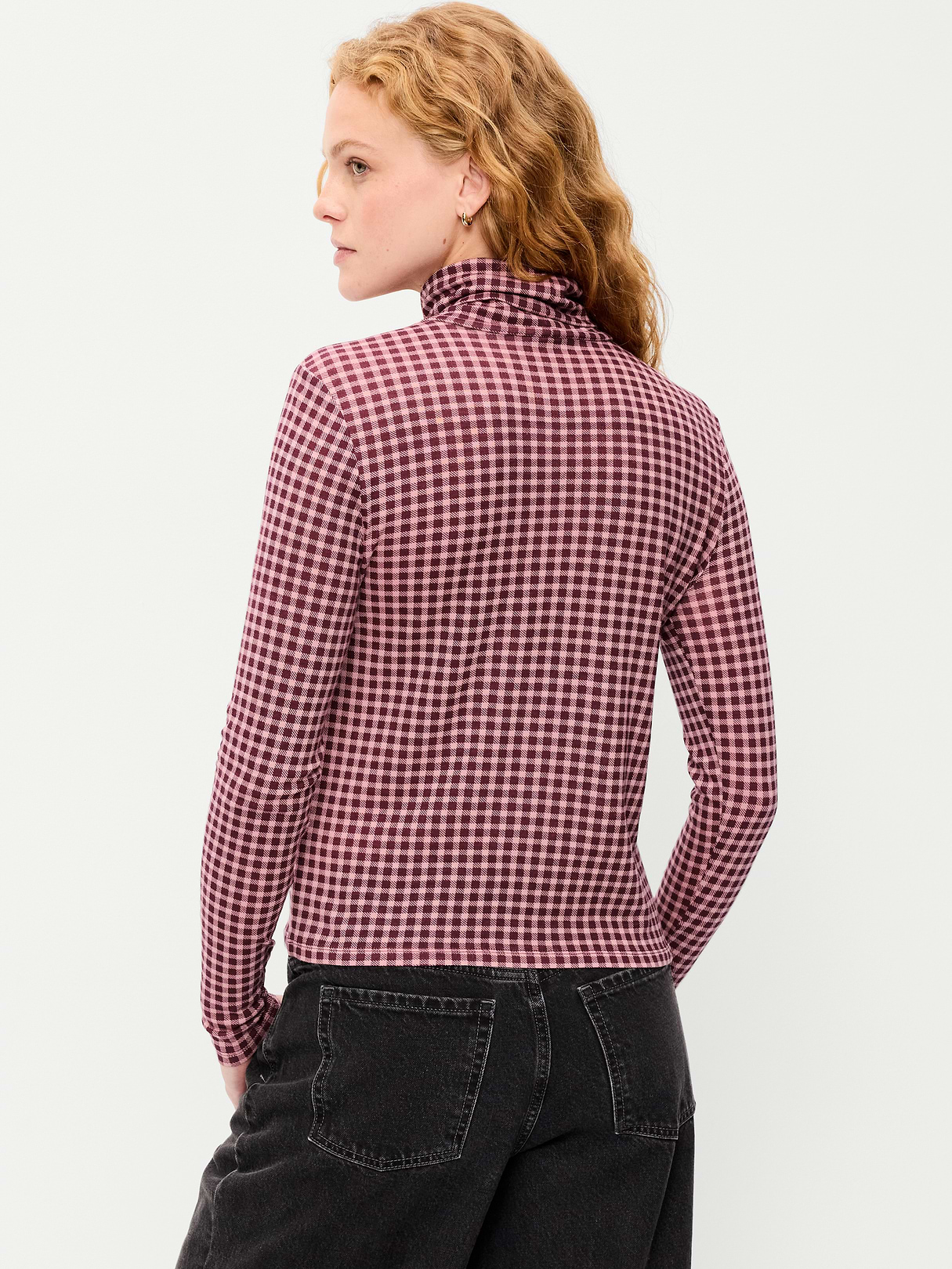 Slim-Fit Turtleneck - Red Gingham
