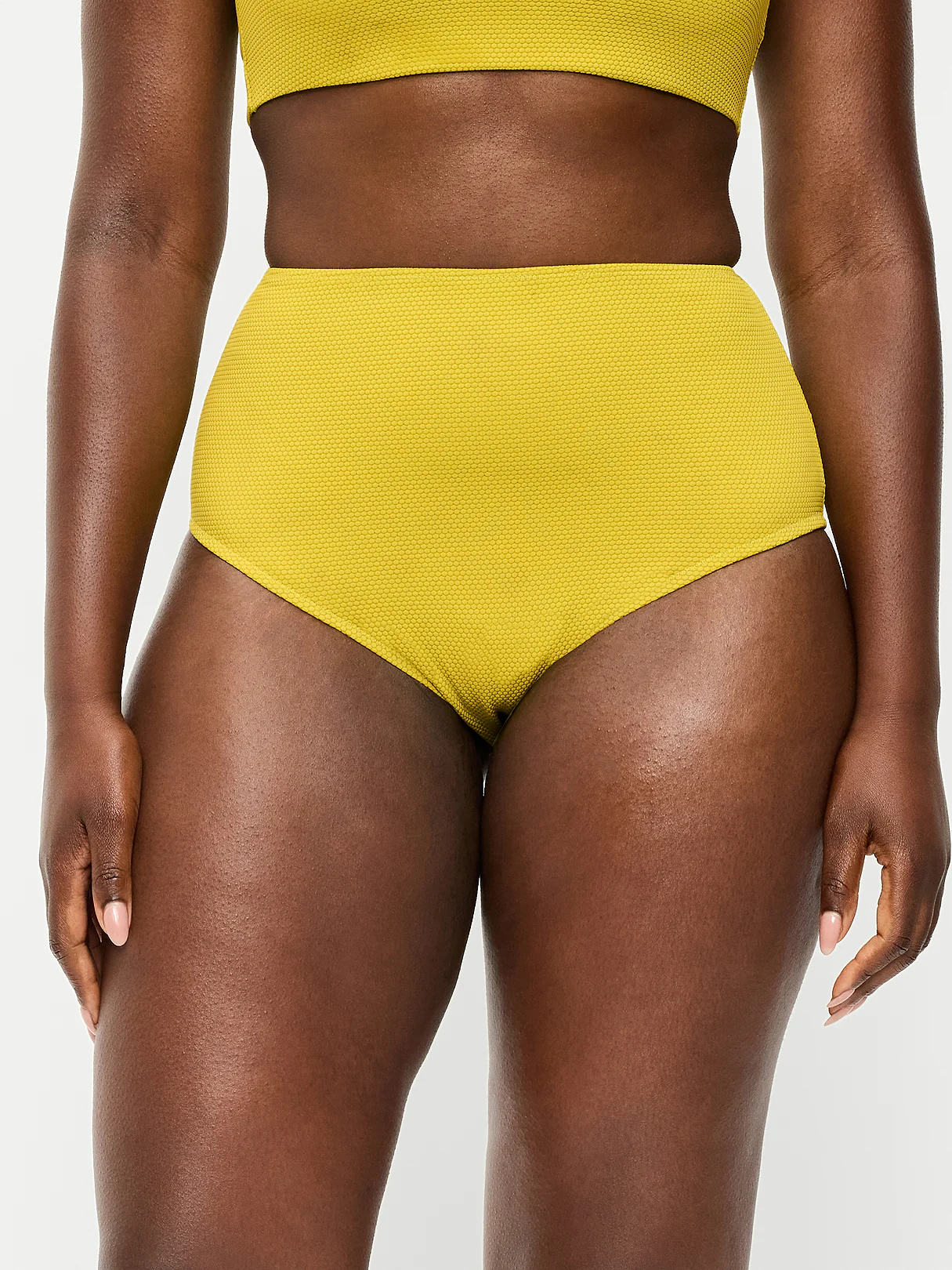 High-Waisted Ribbed Bikini Swim Bottoms - Lacewing