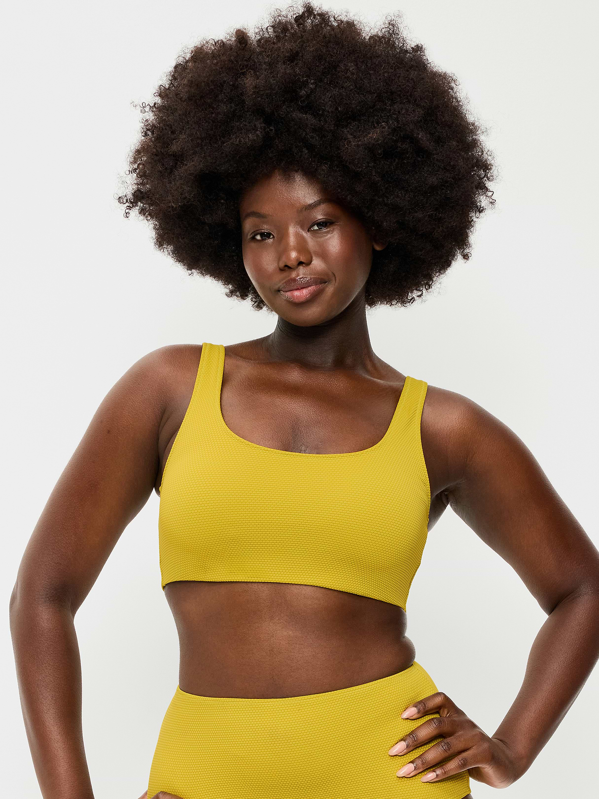 Ribbed Scoop-Neck Swim Top - Lacewing