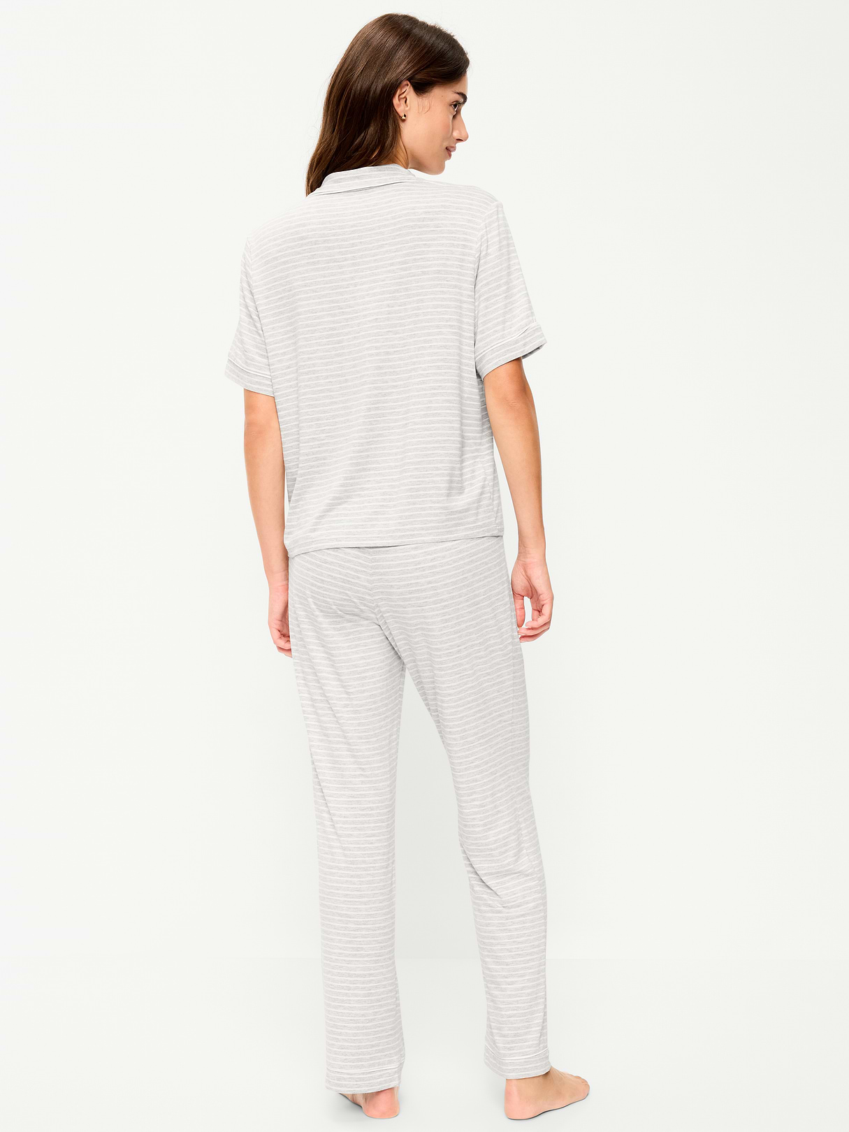 Sunday Sleep Knit Jersey Pant Set - Gray Stripe