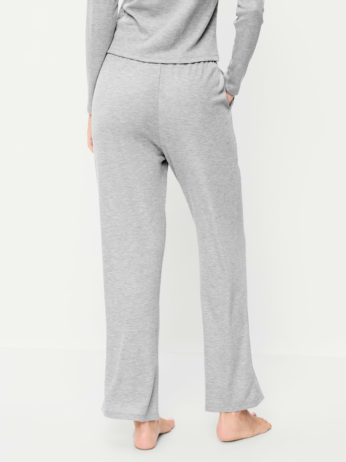 Waffle-Textured Pajama Pants - Heather Gray