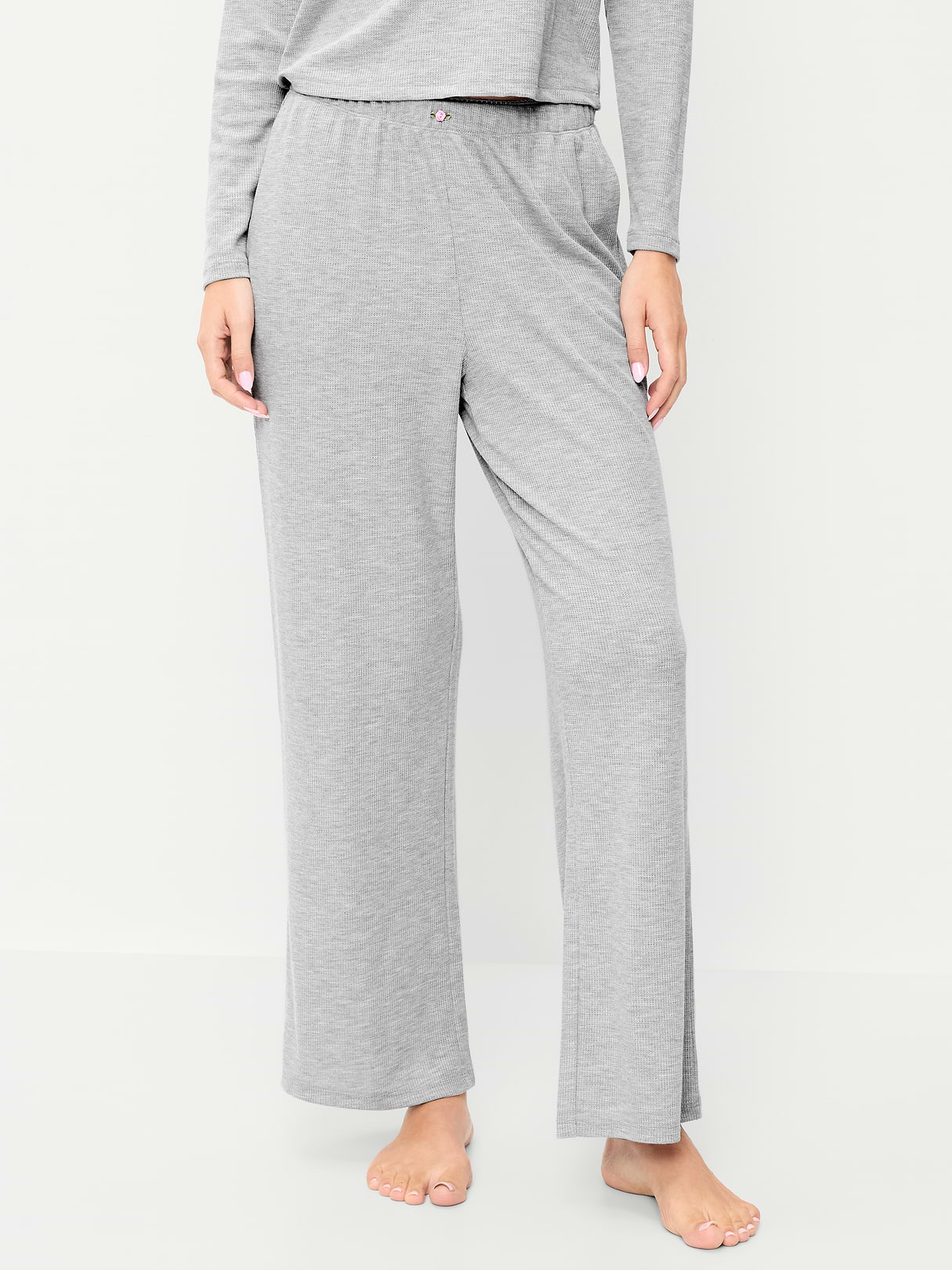 Waffle-Textured Pajama Pants - Heather Gray