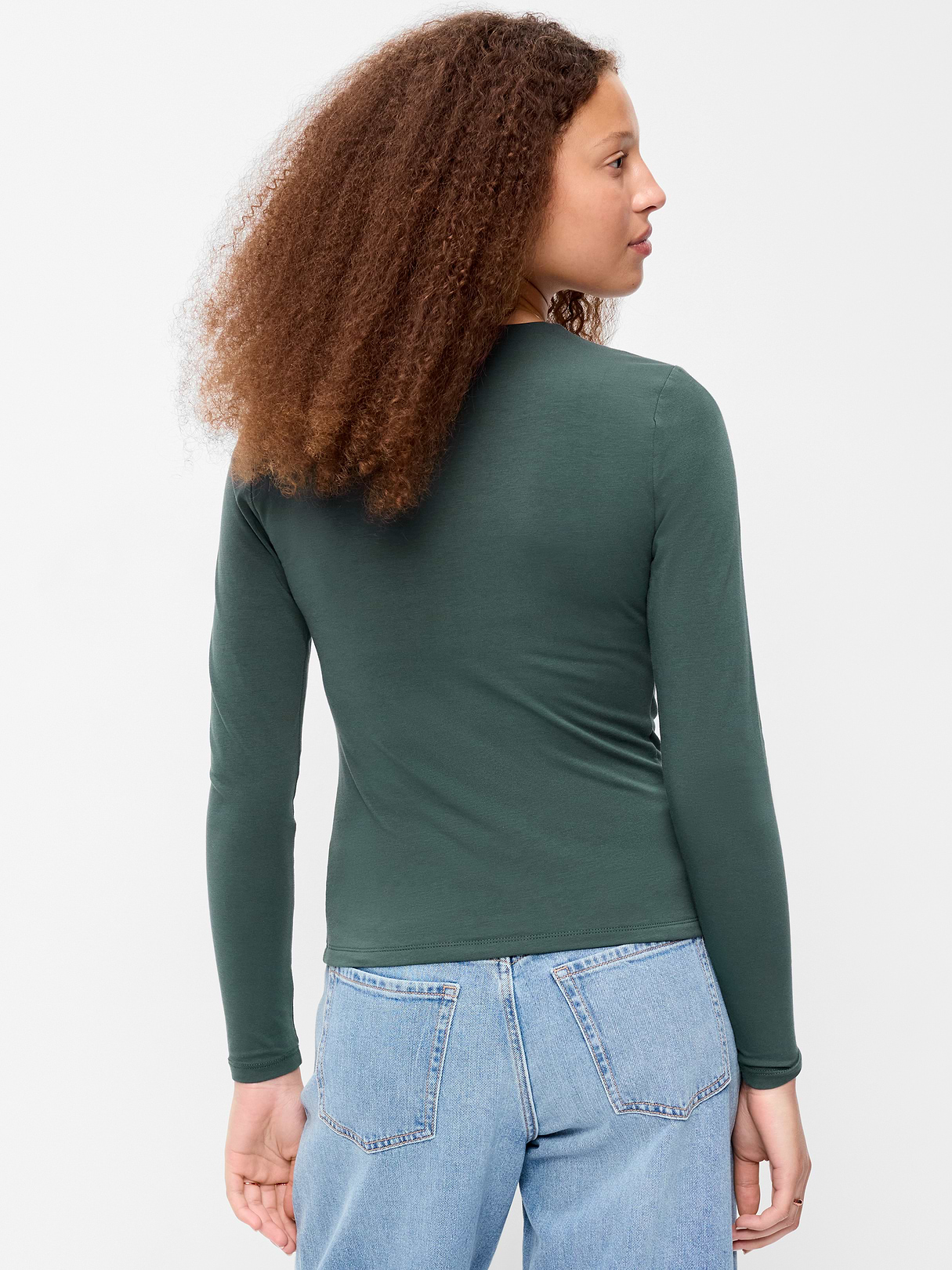 Hug Double-Layer Crew-Neck Long-Sleeve Top - Cavernous