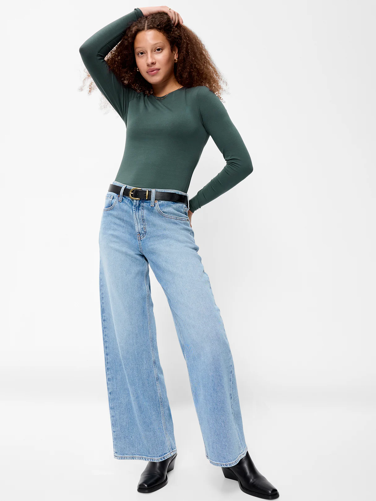 Hug Double-Layer Crew-Neck Long-Sleeve Top - Cavernous