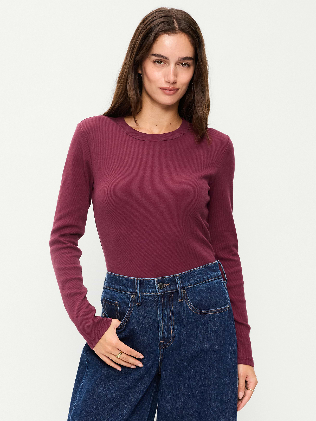Snug Long-Sleeve Striped Ribbed T-Shirt - Reddy Or Not