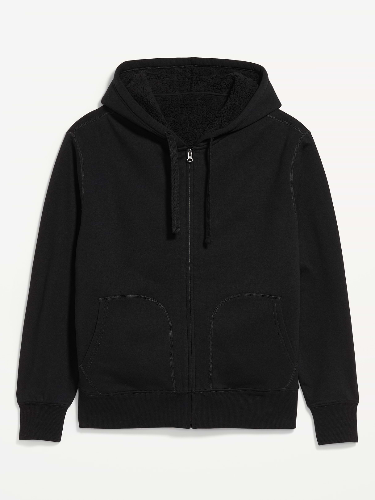 Sherpa-Lined Full-Zip Hoodie - Black Jack
