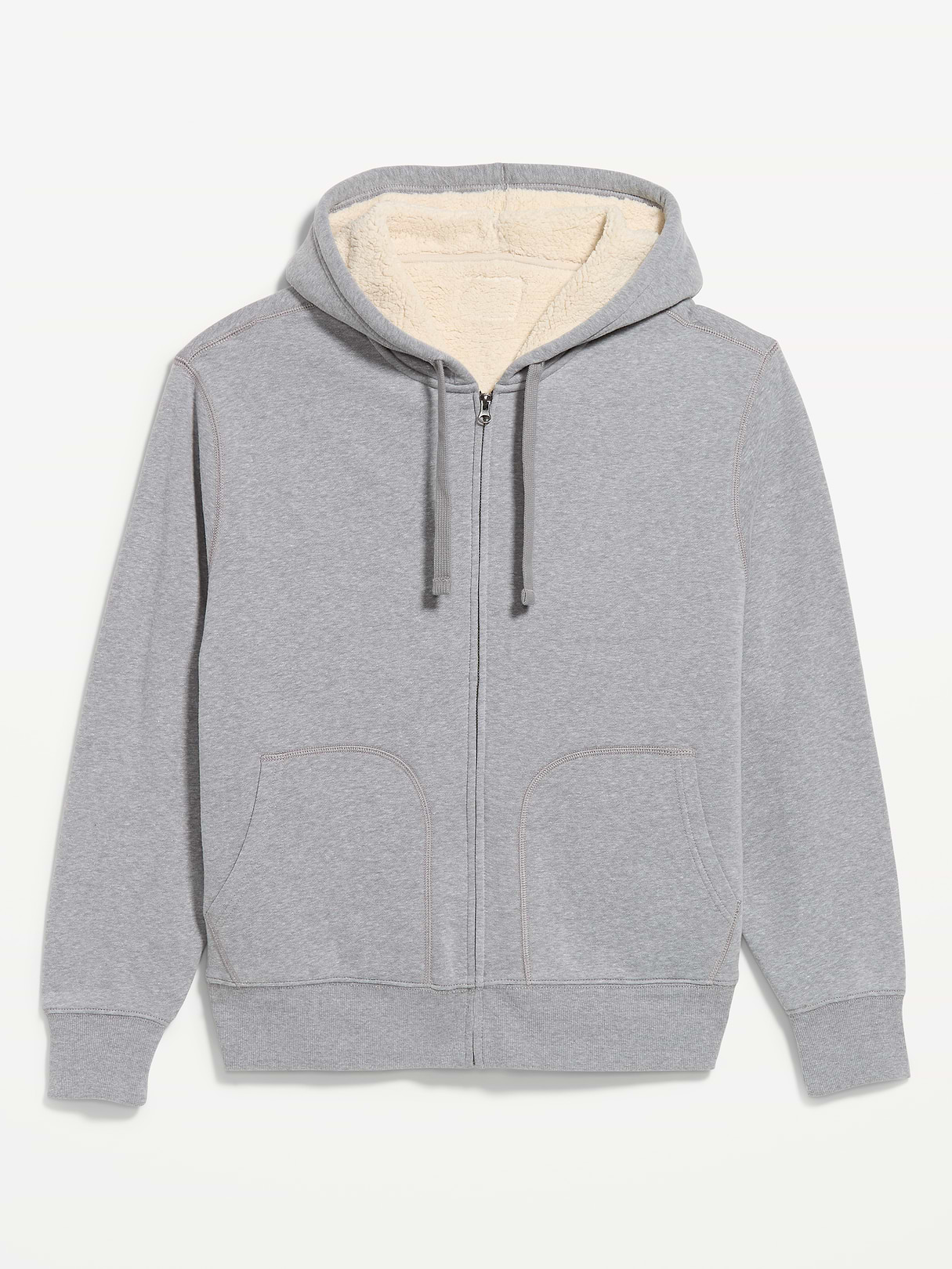 Sherpa-Lined Full-Zip Hoodie - Medium Gray Heather
