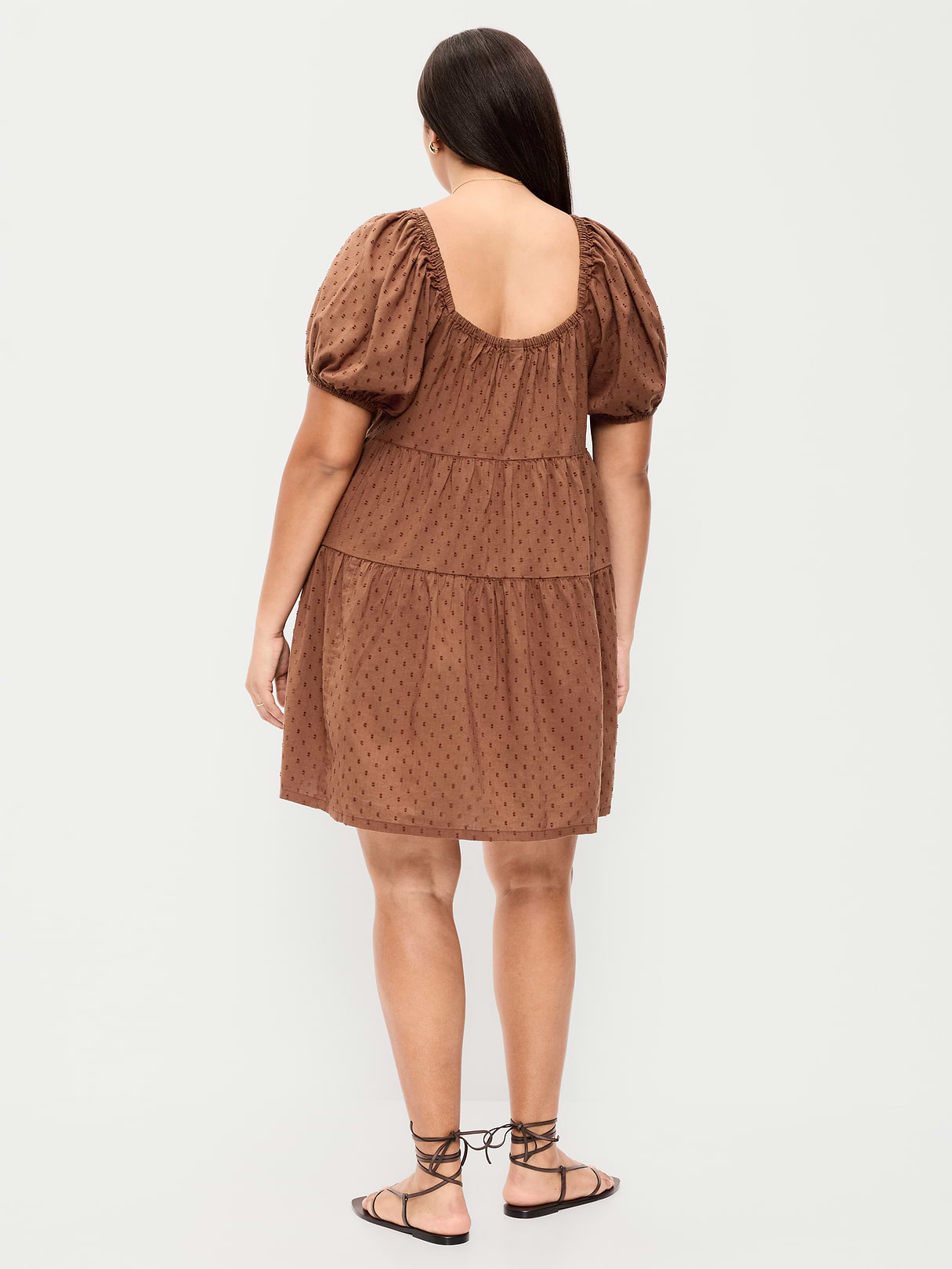 Puff-Sleeve Smocked Mini Swing Dress - Coco de mer