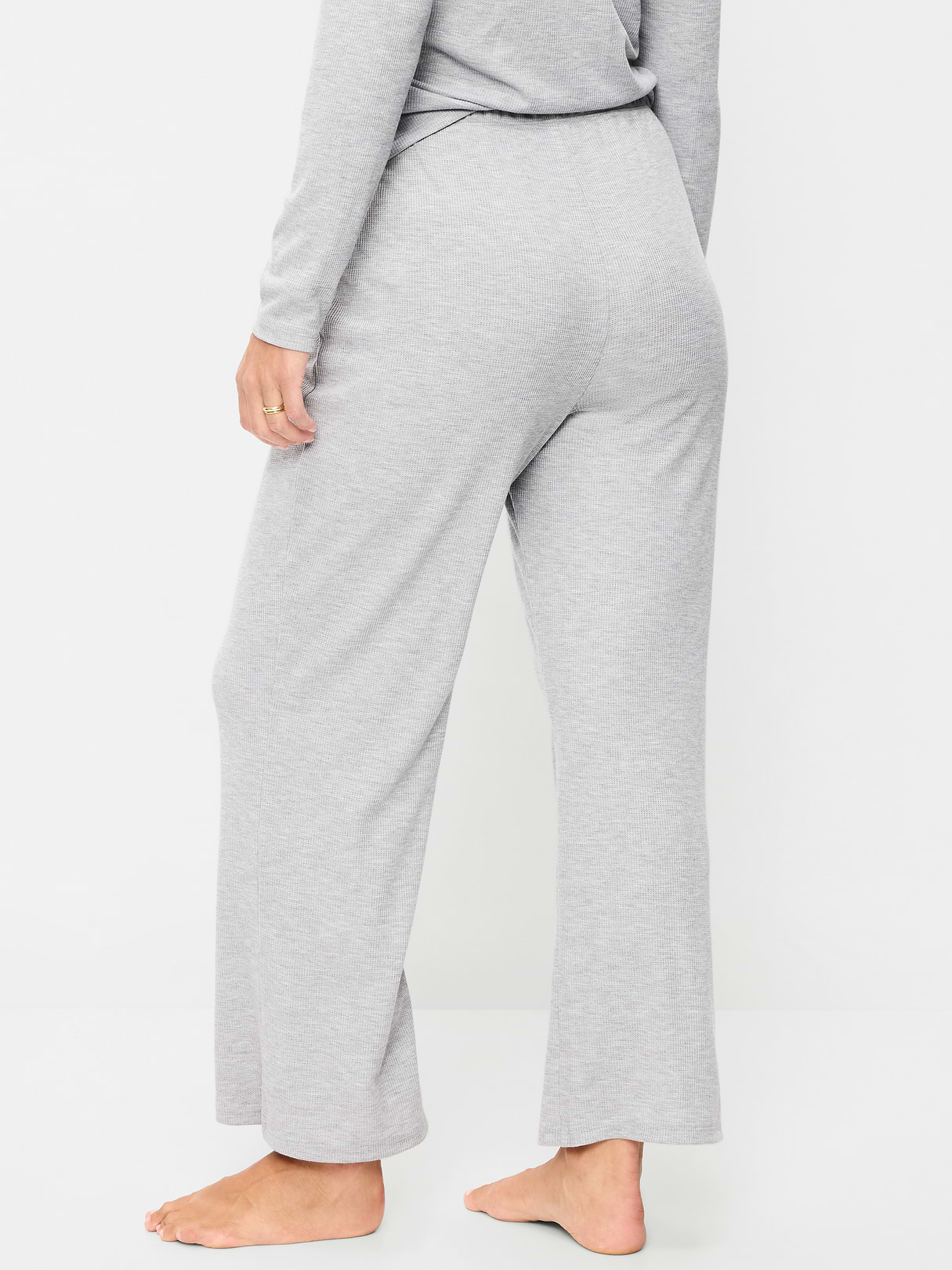 Waffle-Textured Pajama Pants - Heather Gray