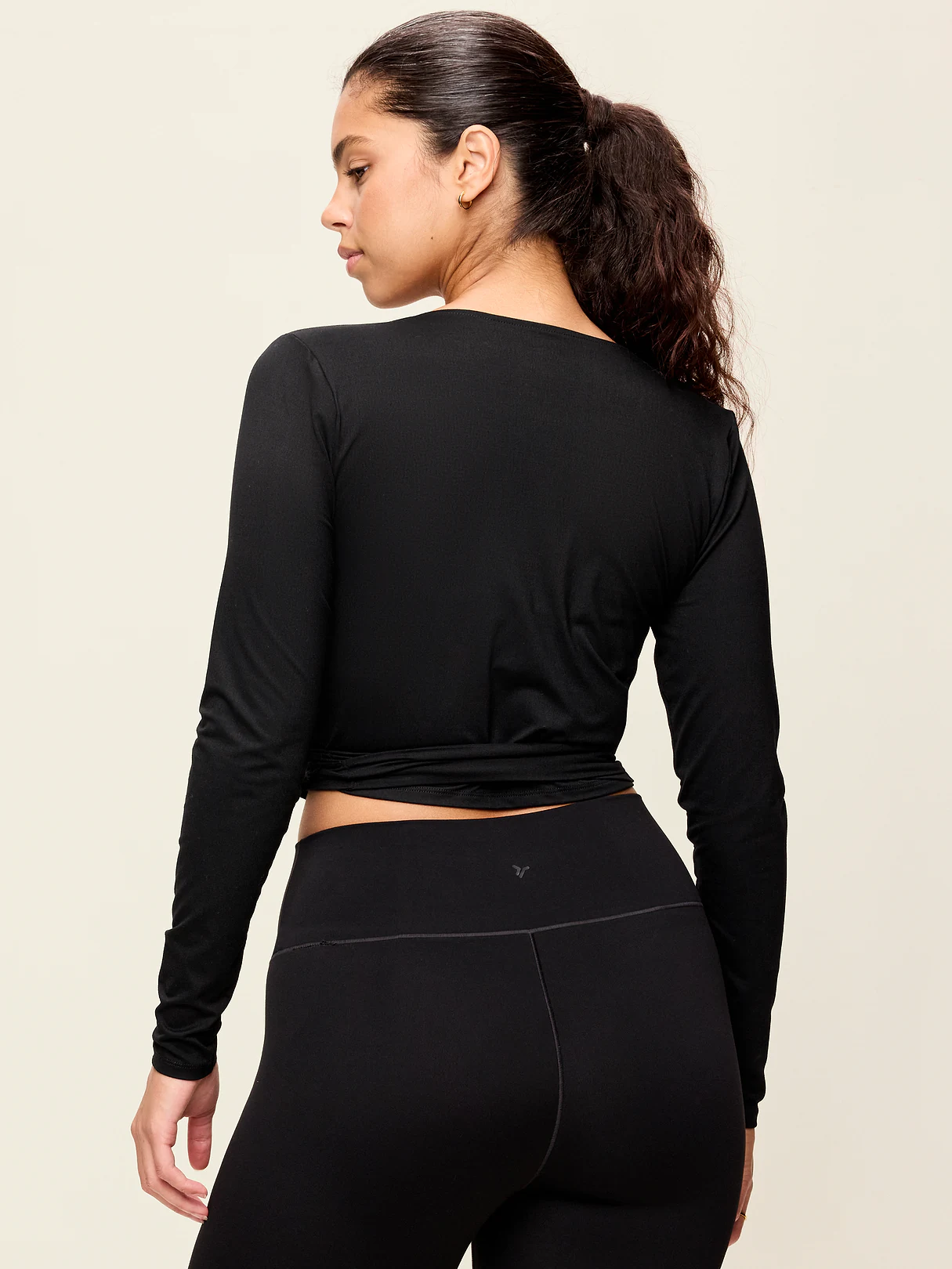 StudioSmooth Long-Sleeve Wrap Top - Black Jack