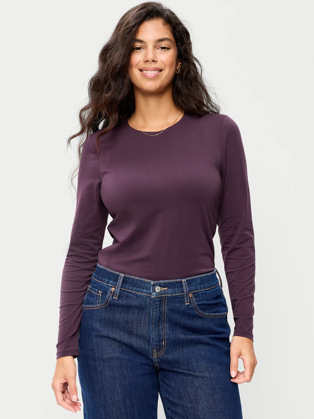Hug Double-Layer Crew-Neck Long-Sleeve Top - Veil my Night